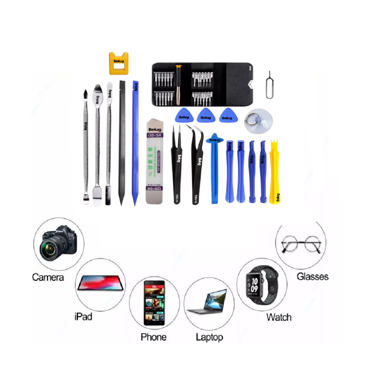 Foto 4 pulgar | Kit De Herramientas Reparación Pantalla Lcd Celular 45 En 1 Belug, Multicolor
