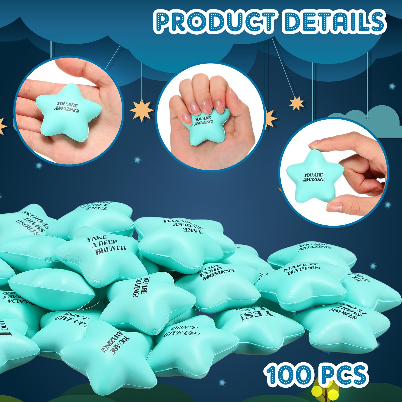 Foto 4 pulgar | Stress Balls Sotiff Star, Paquete De 100 Citas Motivacionales, Color Azul - Venta Internacional.