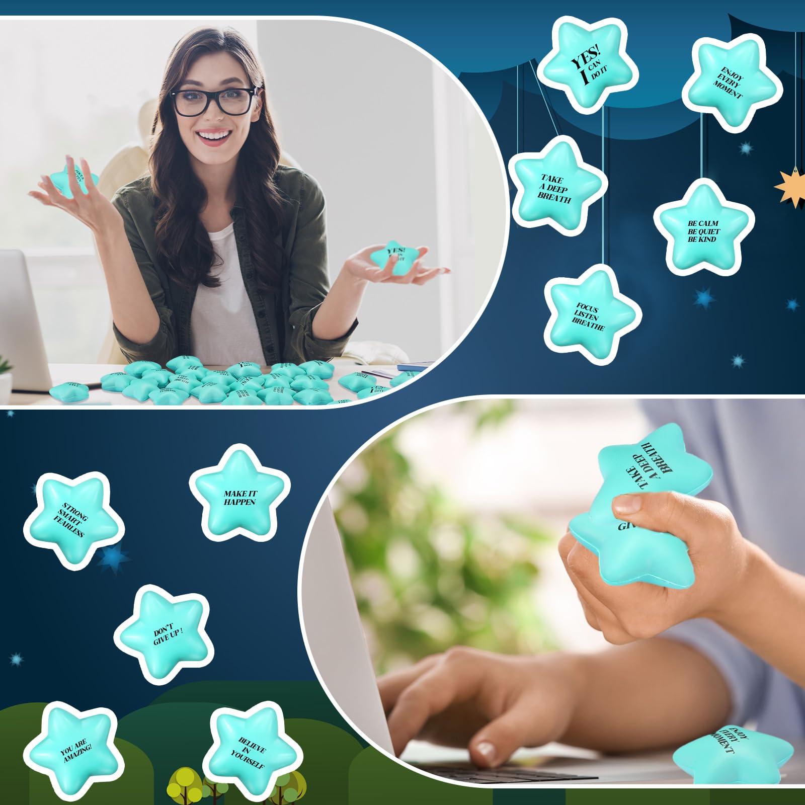 Foto 8 pulgar | Stress Balls Sotiff Star, Paquete De 100 Citas Motivacionales, Color Azul - Venta Internacional.
