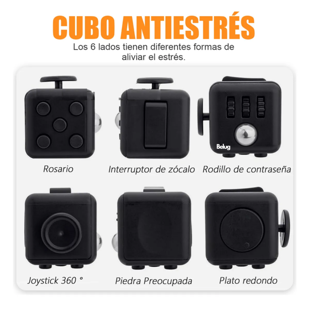 Foto 3 pulgar | 6en1 Cubo Anti Estrés, Fidget Cube  Belug Negro