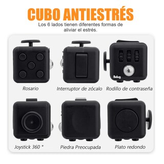 Foto 2 | 6en1 Cubo Anti Estrés, Fidget Cube Belug Negro