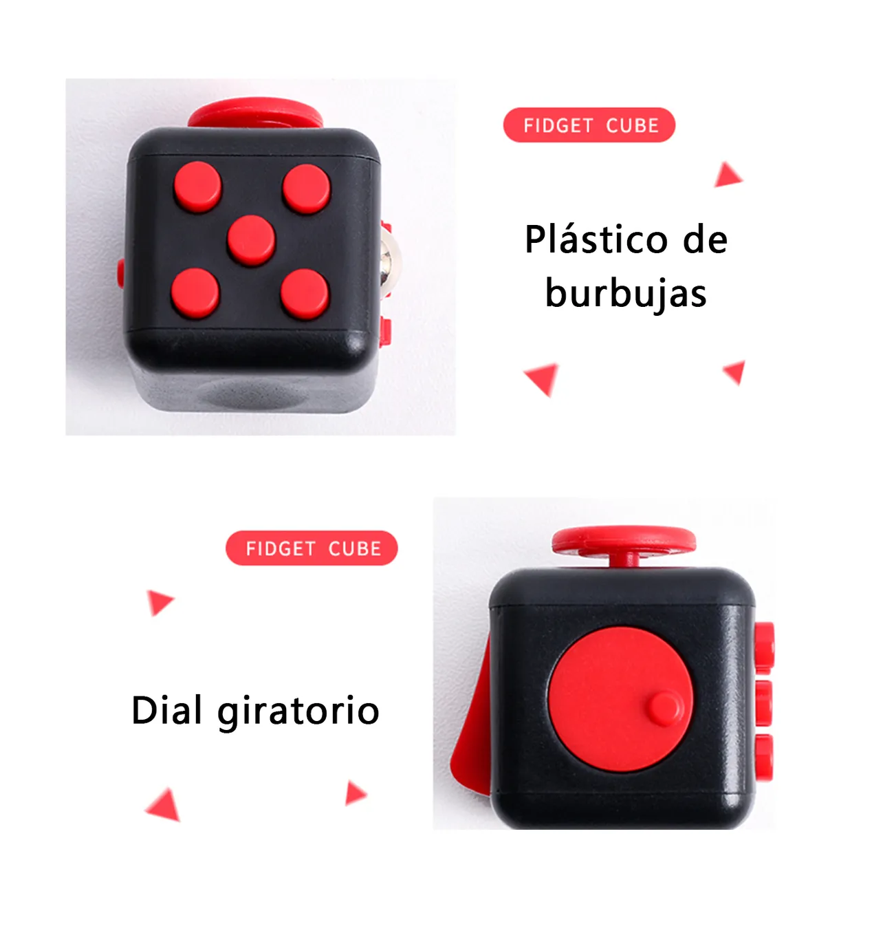 Foto 5 pulgar | Juguete Antiestres Cubo 2pz Negro Rojo Naranja