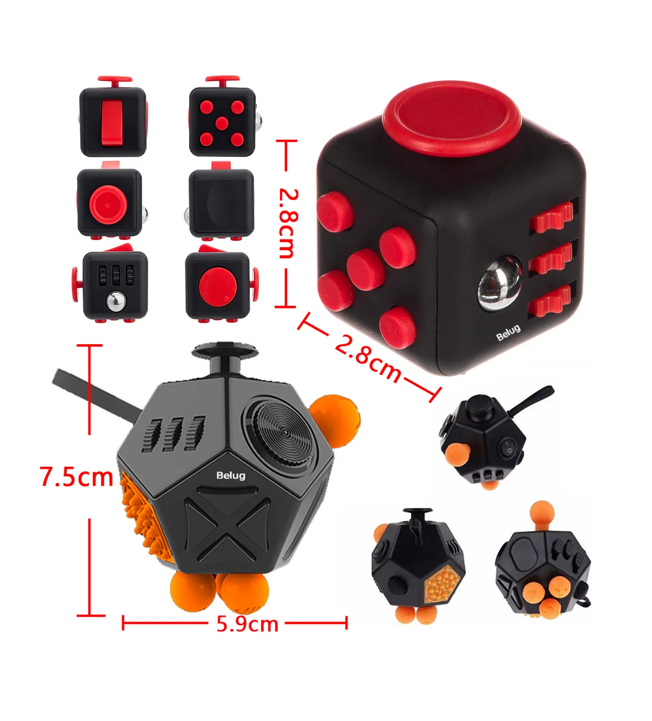 Foto 6 pulgar | Juguete Antiestres Cubo 2pz Negro Rojo Naranja
