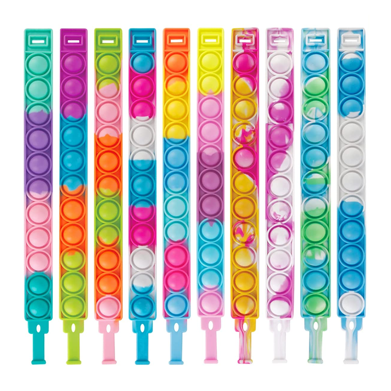 Pulseras Antiestrés Juego Pop-it Bubble Sensorial Belug 10 Piezas Multicolor