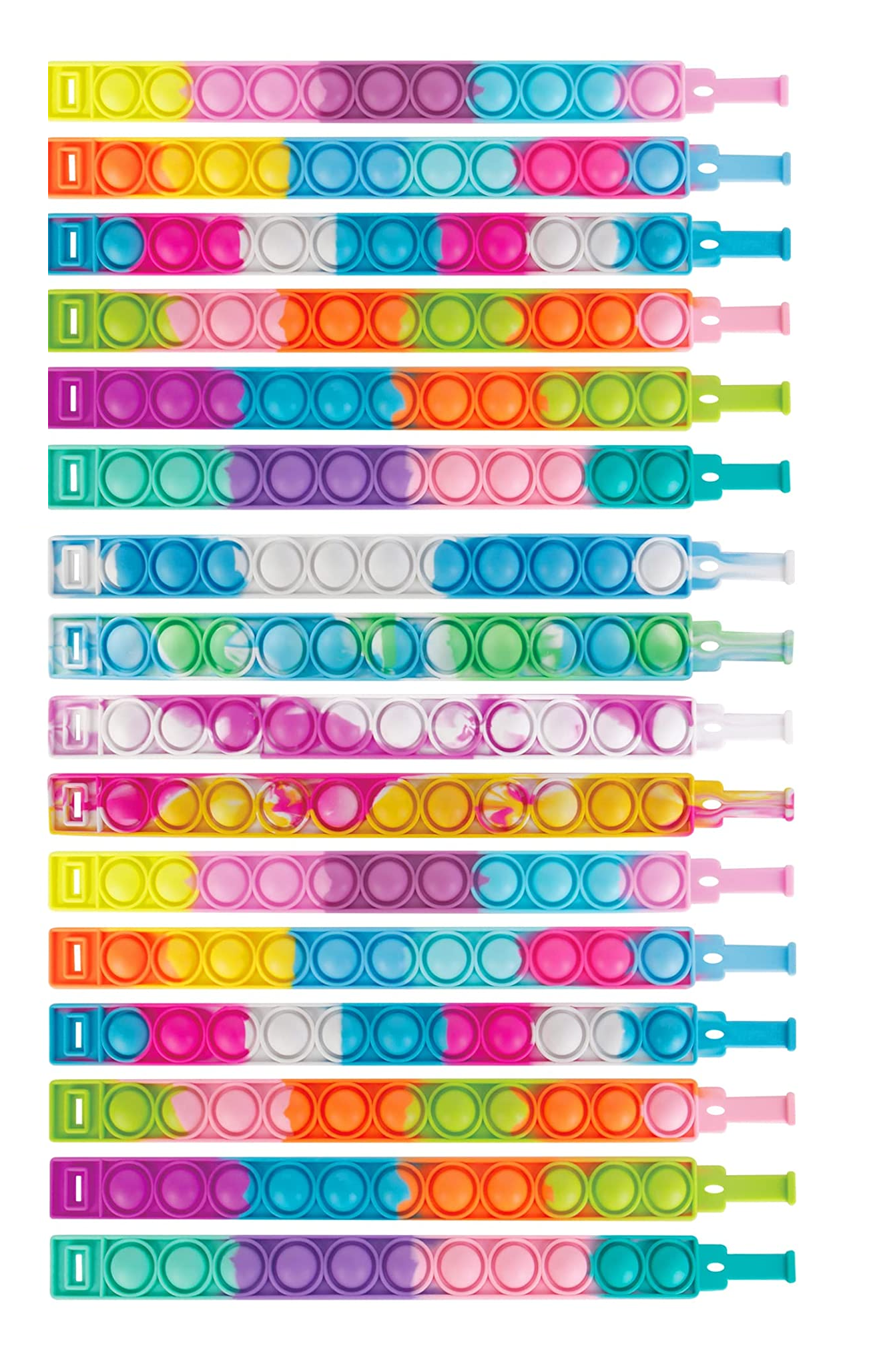 Pulsera Pop It Juguete Antiestrés Sensorial Infantil Belug 16 Piezas Multicolor
