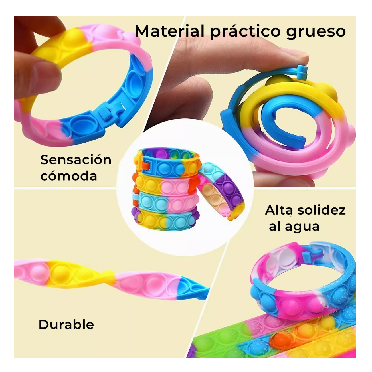 Foto 3 pulgar | Pulsera Pop It Juguete Antiestrés Sensorial Infantil Belug 16 Piezas Multicolor