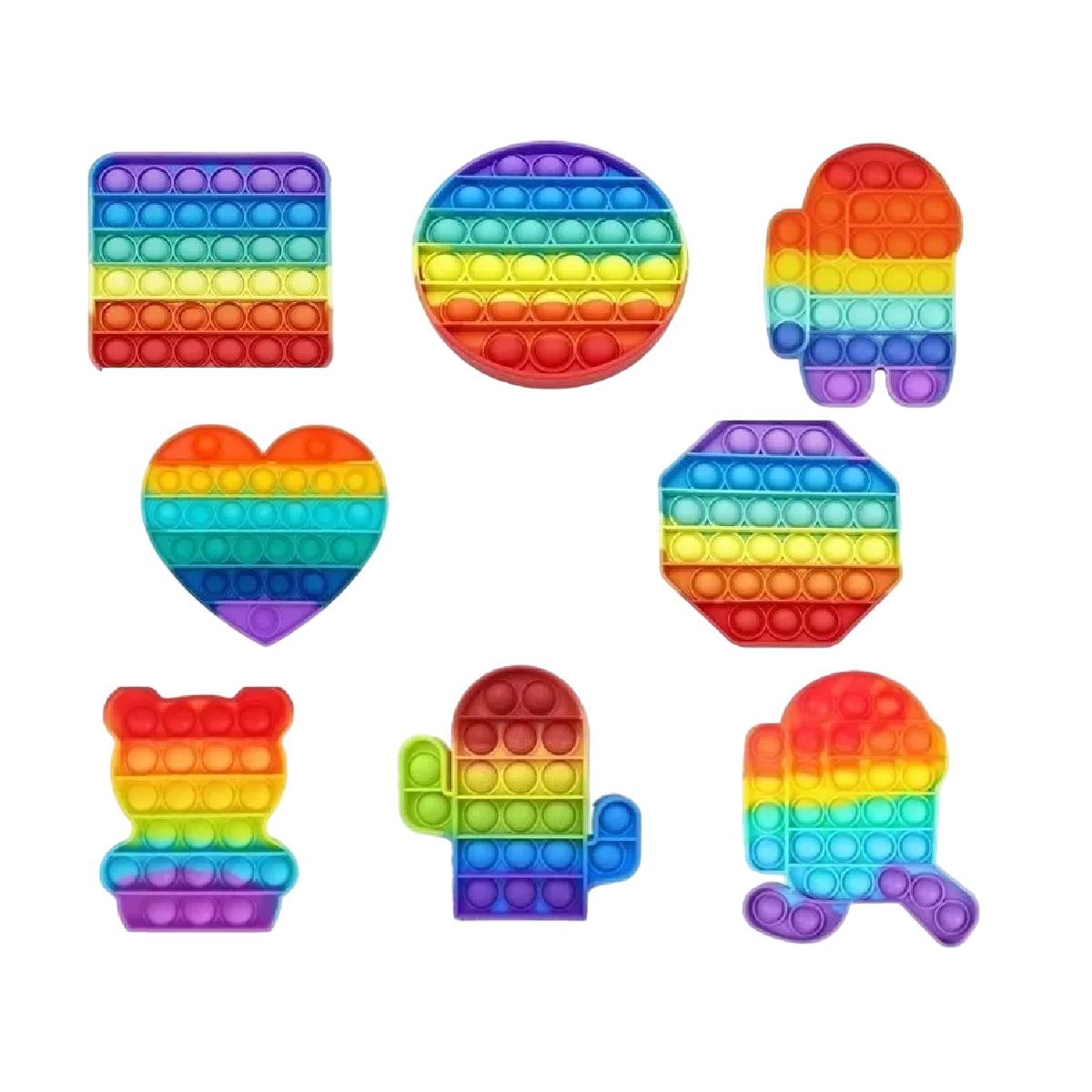 Juego 8 Piezas Push Pop It Bubble Fidget Juguete Antiestrés