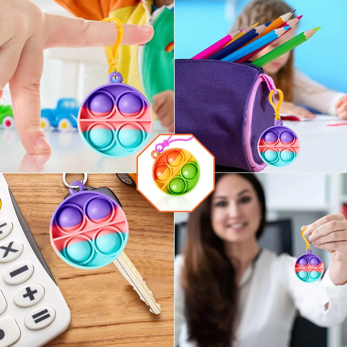 Foto 5 pulgar | 48 Pcs De Niños Pop Push  Belug It Llavero Juguete Antiestrés Cuadro Multicolor