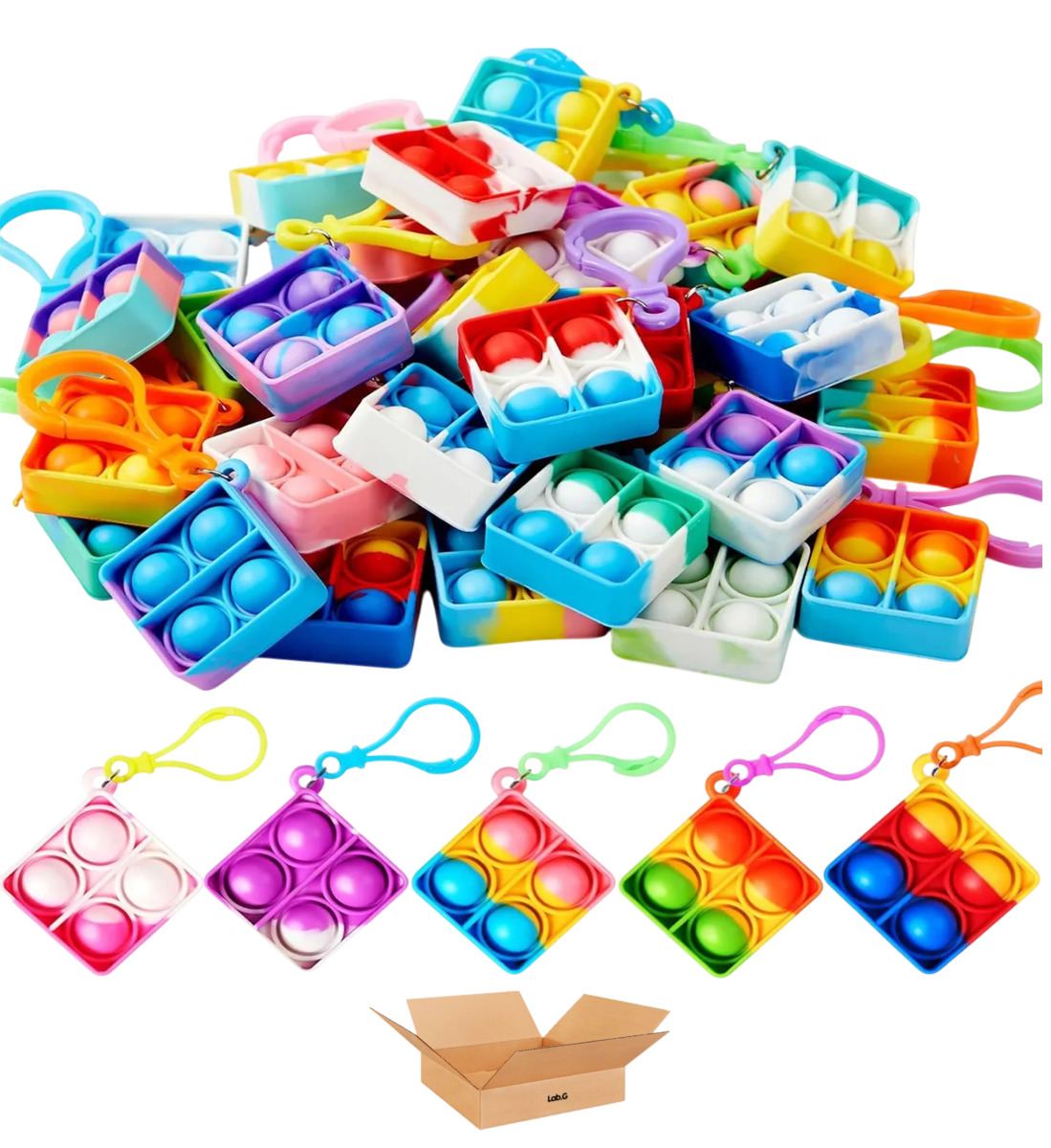 Foto 2 pulgar | 48 Pcs De Niños Pop Push  Lab.g It Llavero Juguete Antiestrés Circulo Multicolor