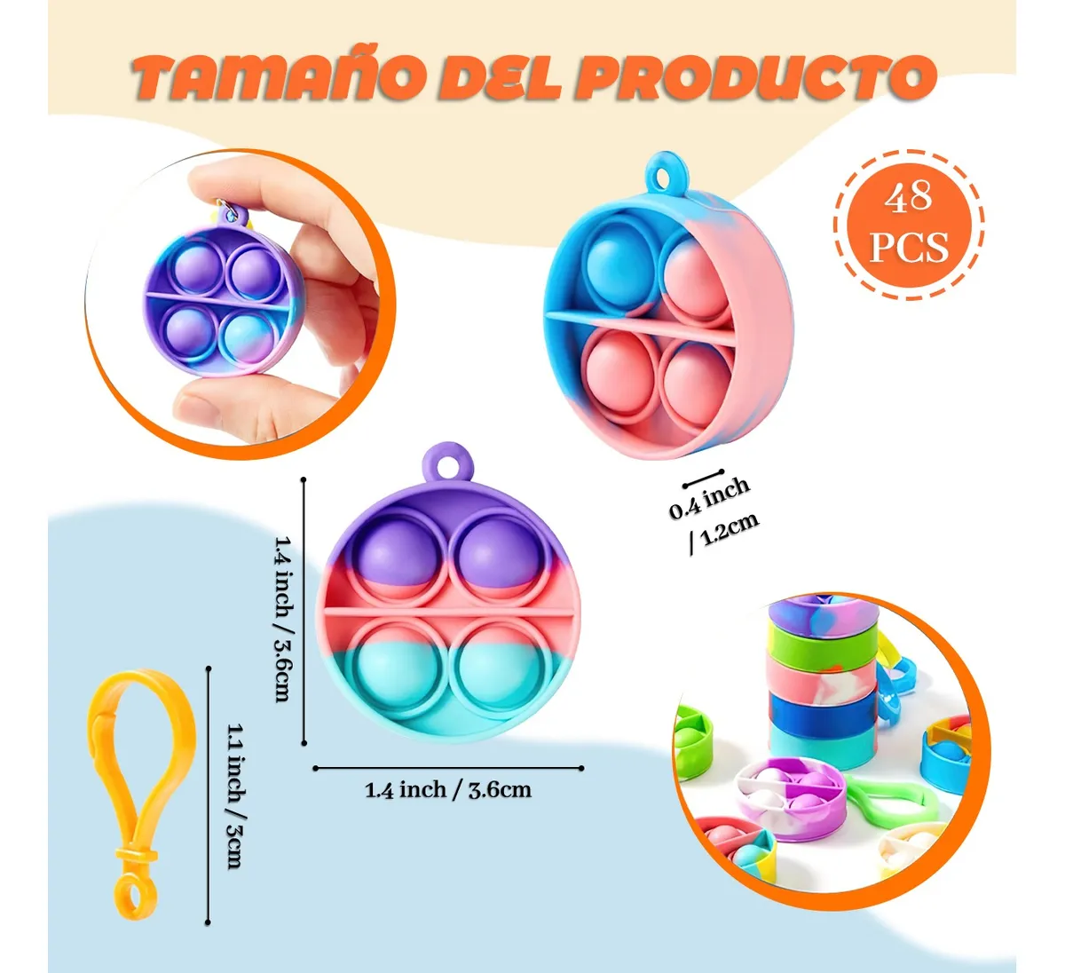 Foto 3 pulgar | 48 Pcs De Niños Pop Push Lab.g It Llavero Juguete Antiestrés Cuadro Multicolor