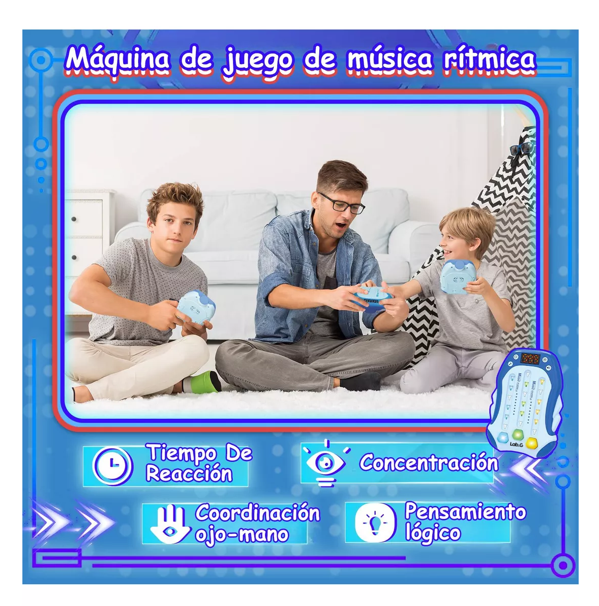 Foto 4 pulgar | Juegos Antiestres Máquina Juego Ritmo De Musica Electrónica Azul