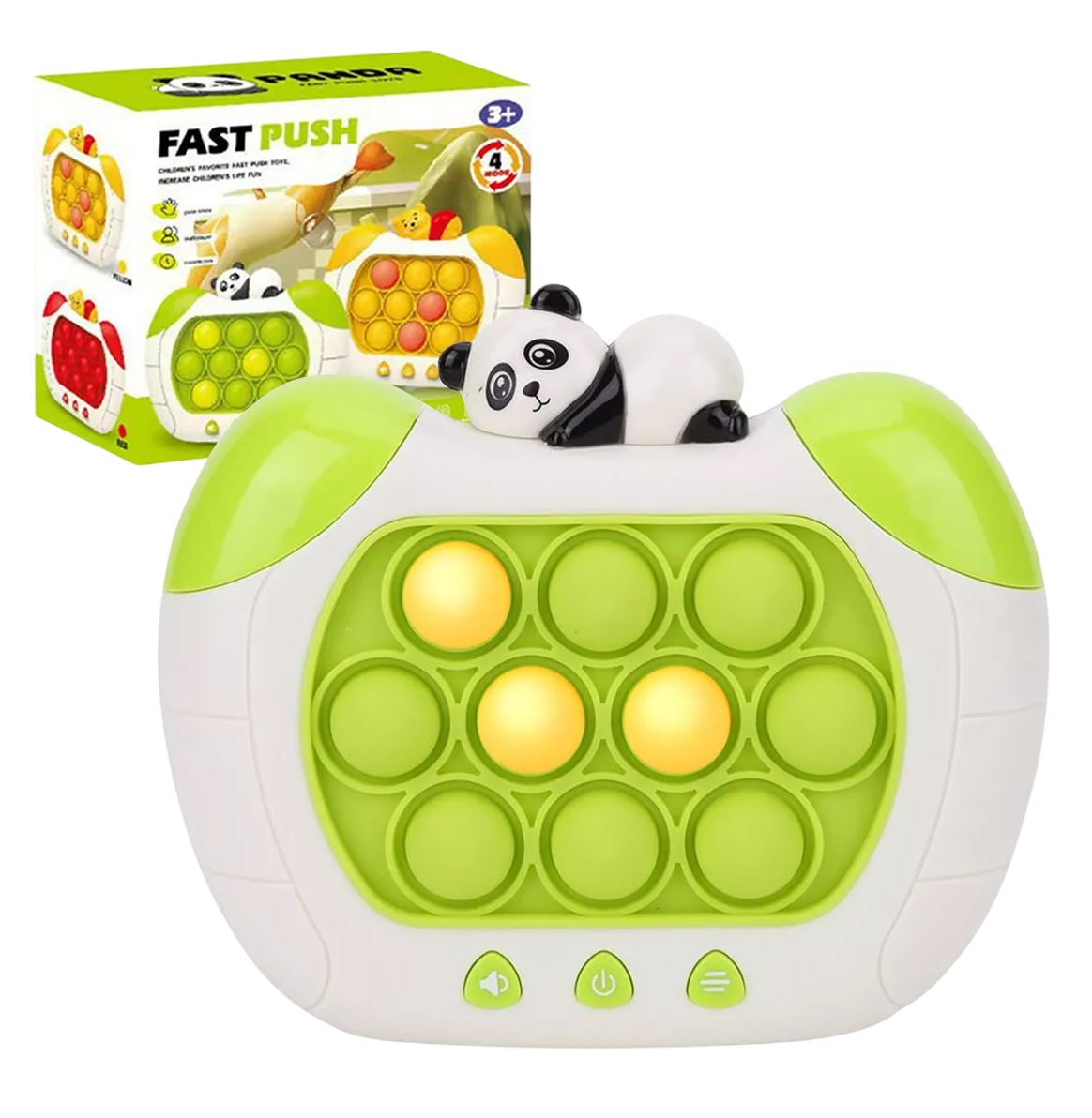 Juego Pop It Electronico Antiestrés Quick Push Consola Oso Panda, Verde Blanco