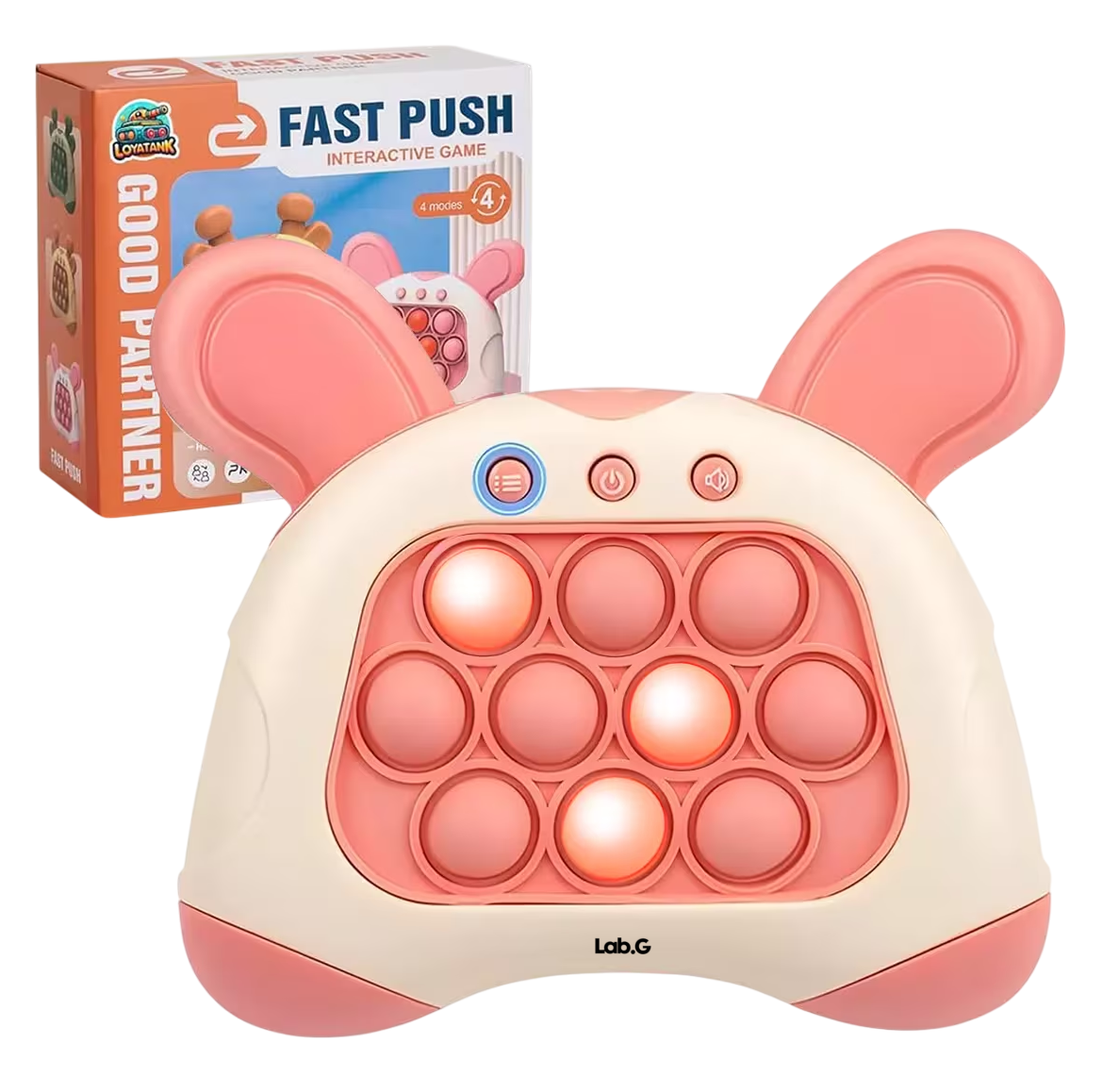 Juego Pop It Electrónico Antiestrés Quick Push Consola Orejas Blanco y Rojo