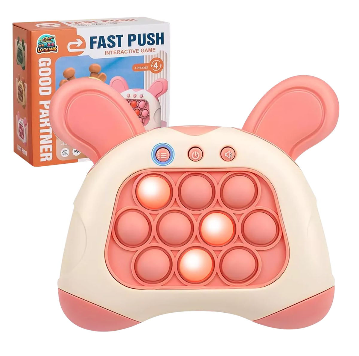 Juego Pop It Electronico Antiestrés Quick Push Consola Orejas, Blanco Rojo