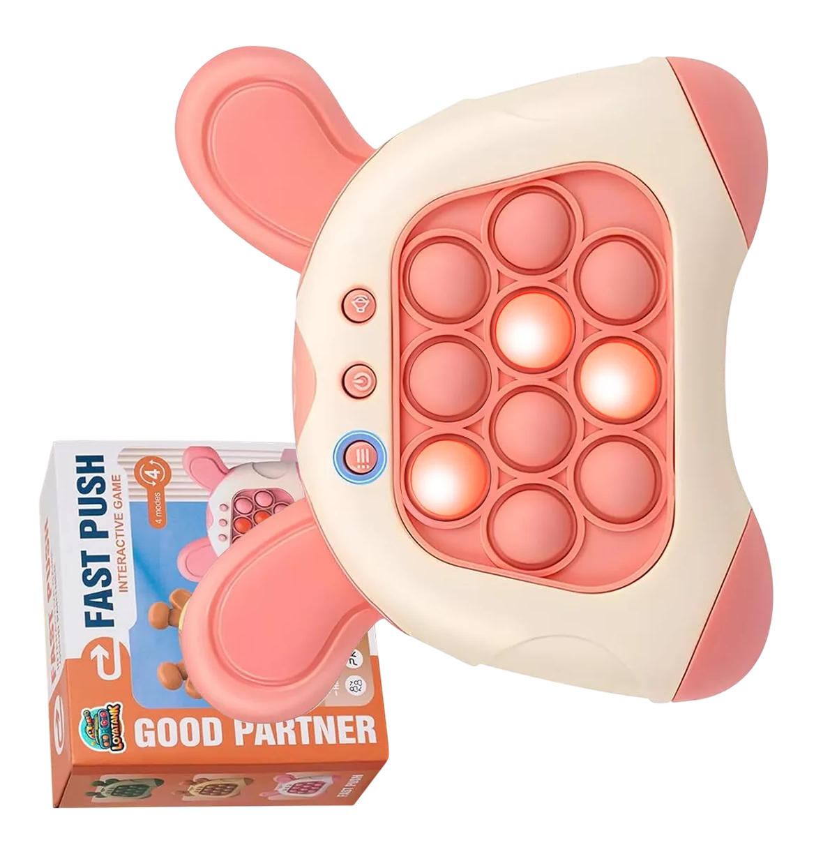 Foto 3 pulgar | Juego Pop It Electronico Antiestrés Quick Push Consola Orejas, Blanco Rojo