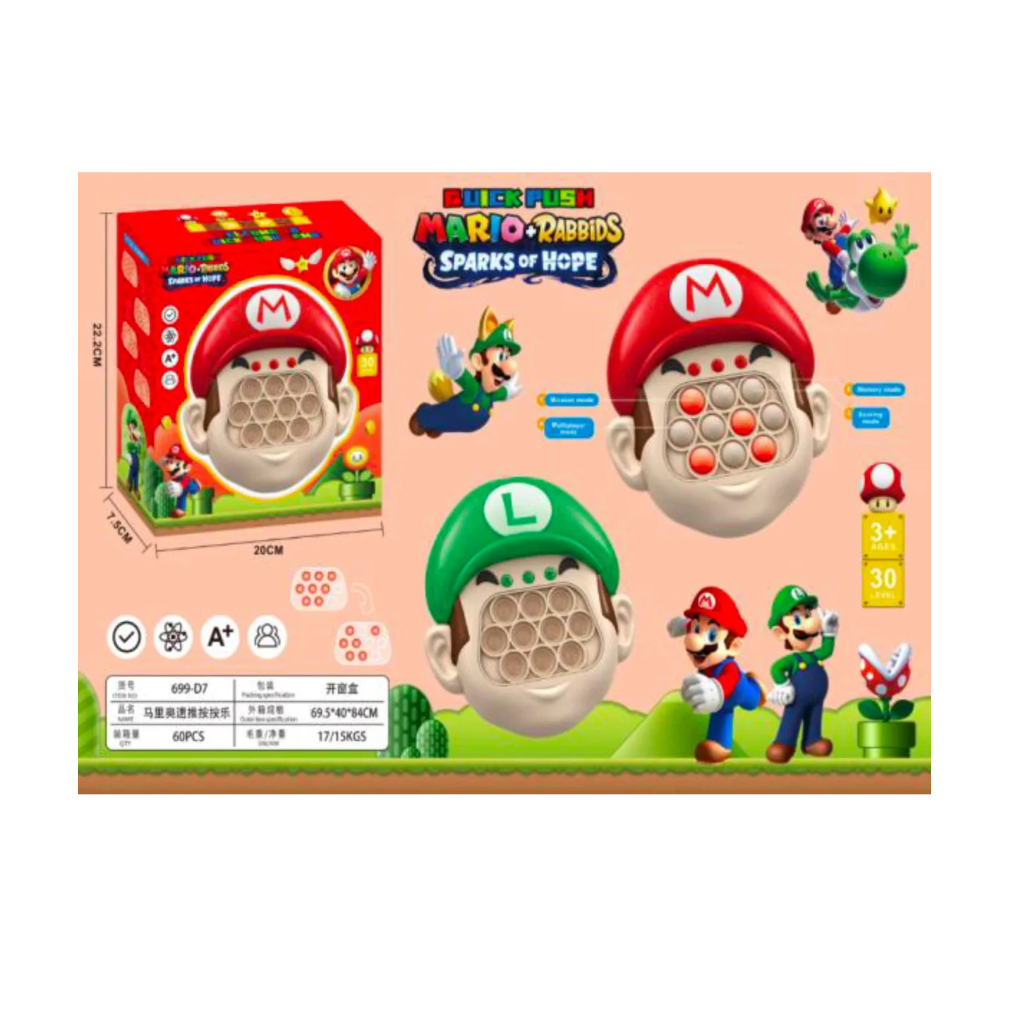 Foto 7 pulgar | Pop It Electronico Push Burbuja Antiestrés Super Mario Bros Color Rojo