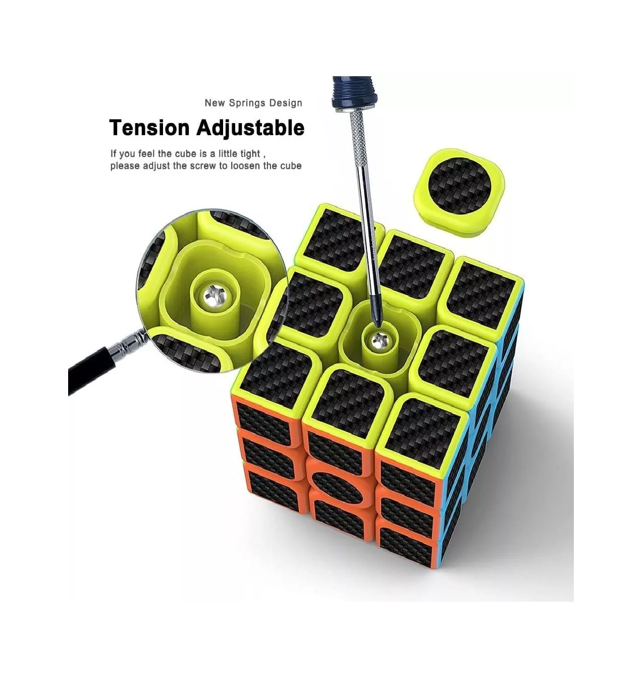 Foto 4 pulgar | Cubo Rubik 2x2 3x3 4x4 5x5 Belug Multicolor Fibra de Carbono Profesional 4 Piezas