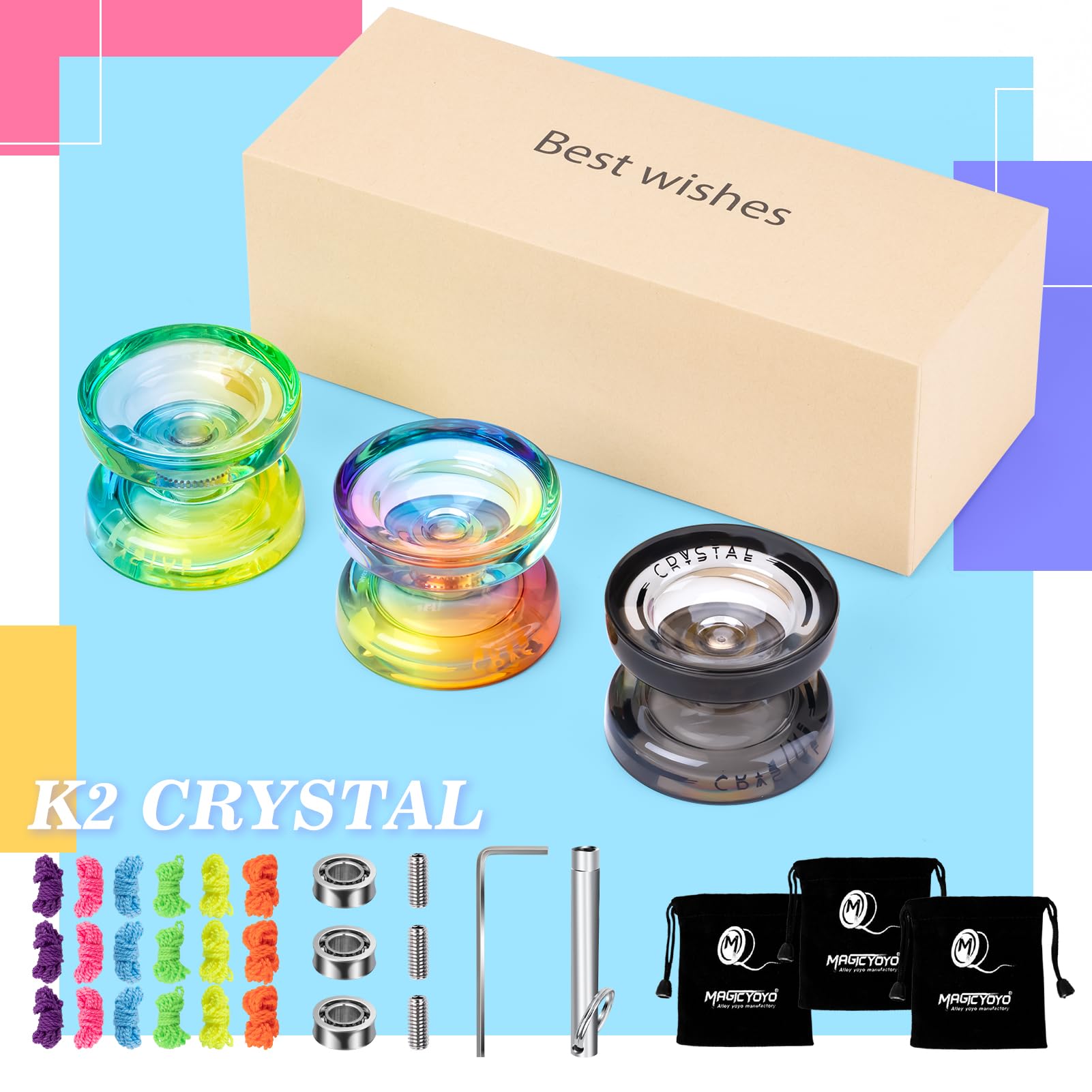 Foto 4 pulgar | Paquete De 3 Unidades De Cristal Yoyo Magicyoyo K2 Para Niños Con Accesorios - Venta Internacional.