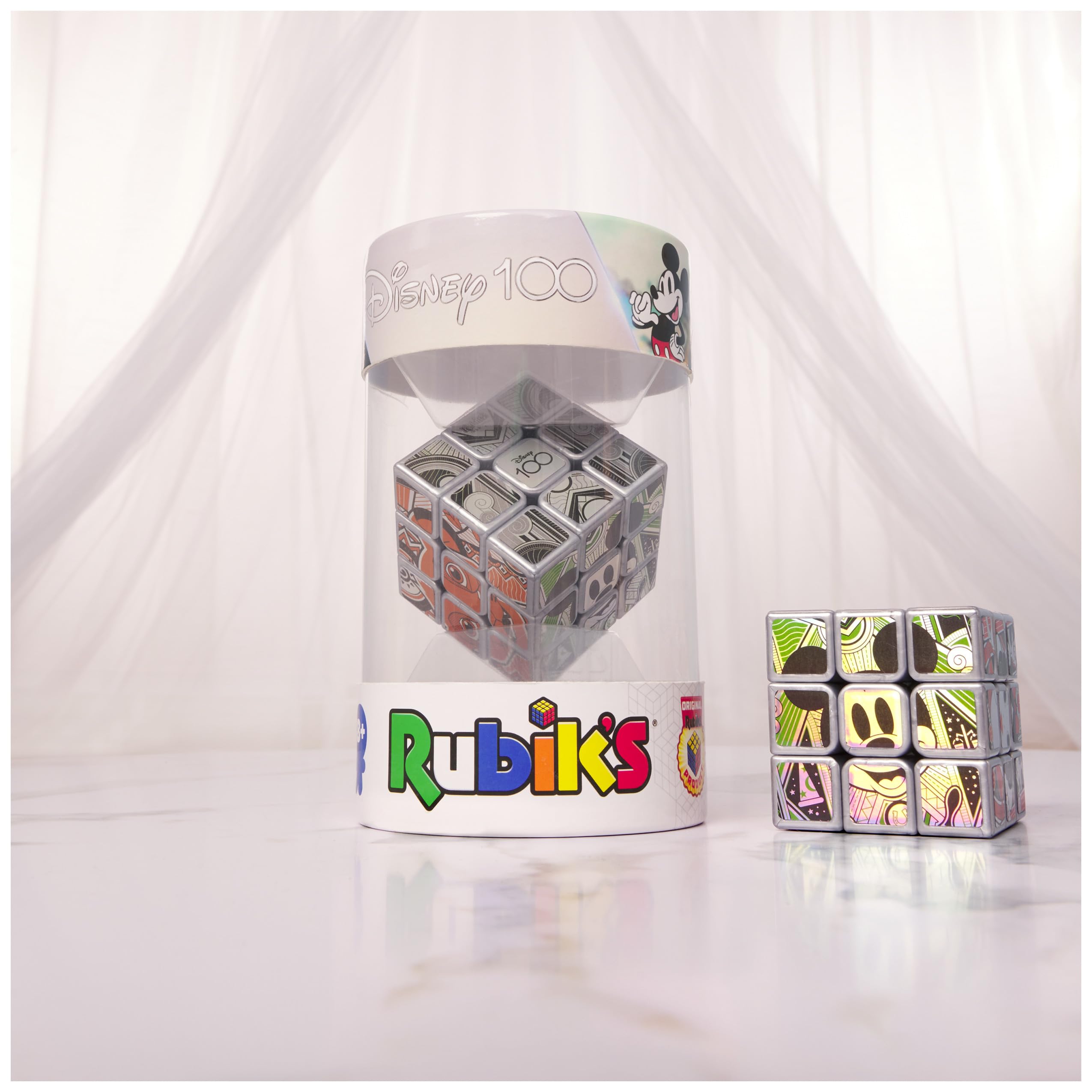Foto 7 pulgar | Cubo De Rubik, 100 Aniversario De Disney, Platino Metálico, 3 X 3 - Venta Internacional.