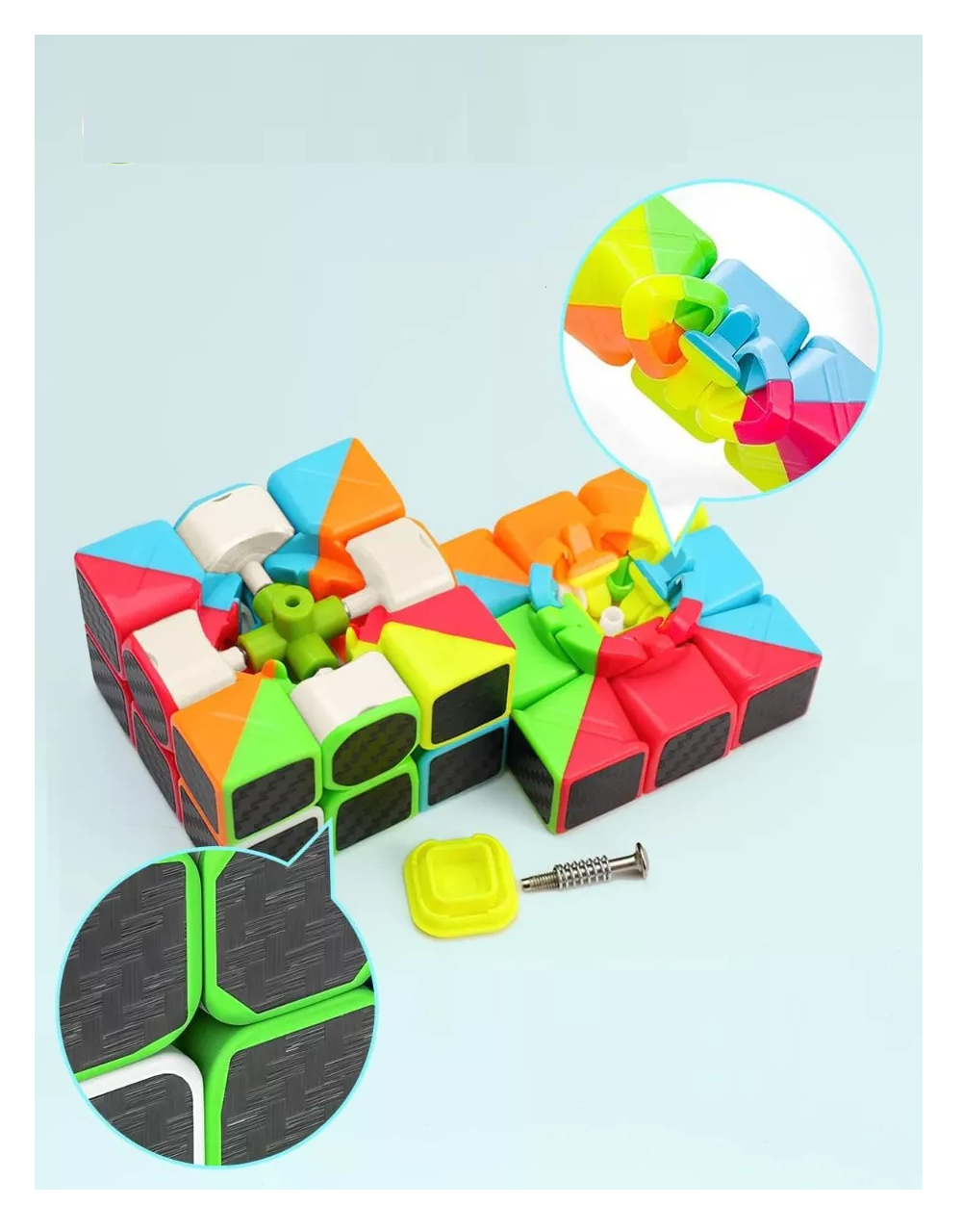 Foto 6 pulgar | Paquete 5 Cubos Cobra Belug  2x2 3x3 Megaminx Pyraminx Y Skewb