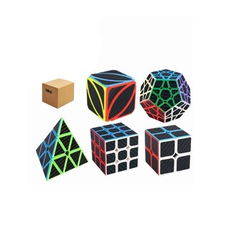 Foto 1 | Paquete 5 Cubos Cobra 2x2 3x3 Megaminx Pyraminx Y Skewb Negro/lineas Lab.g Multicolor