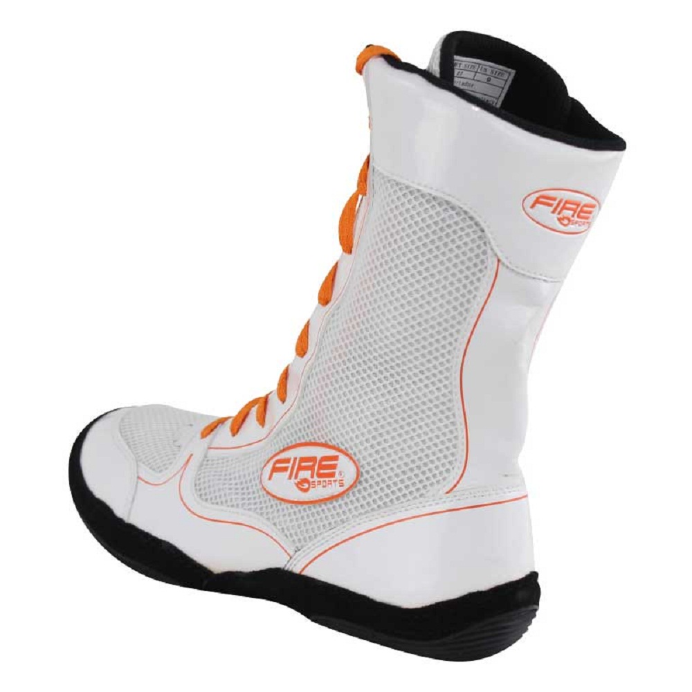 Foto 4 pulgar | Zapatilla Larga Boxeo Fire Sports color Blanco con Anaranjado No 27