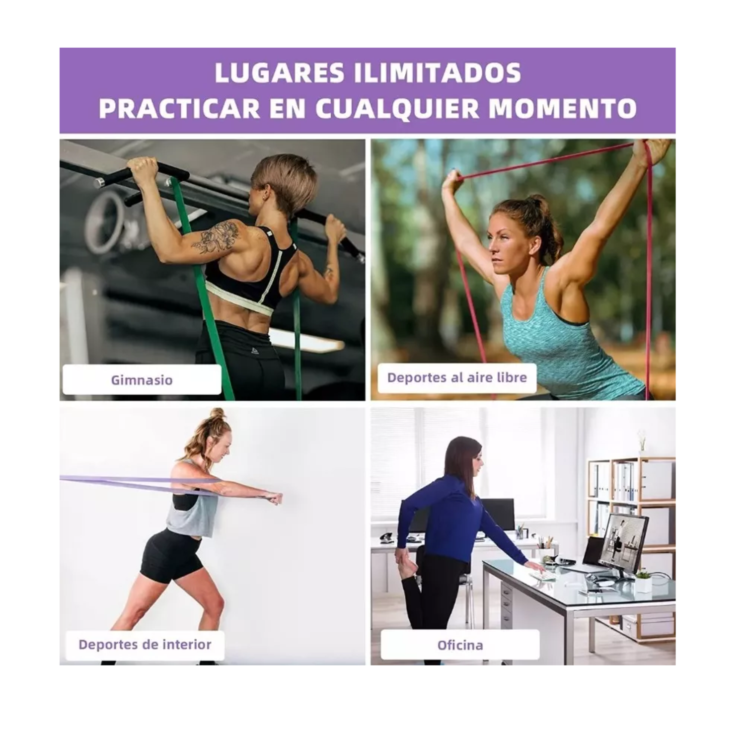 Foto 6 pulgar | Bandas De Resistencia Belug Fitness En Casa Entrenamiento Tensión Multicolor