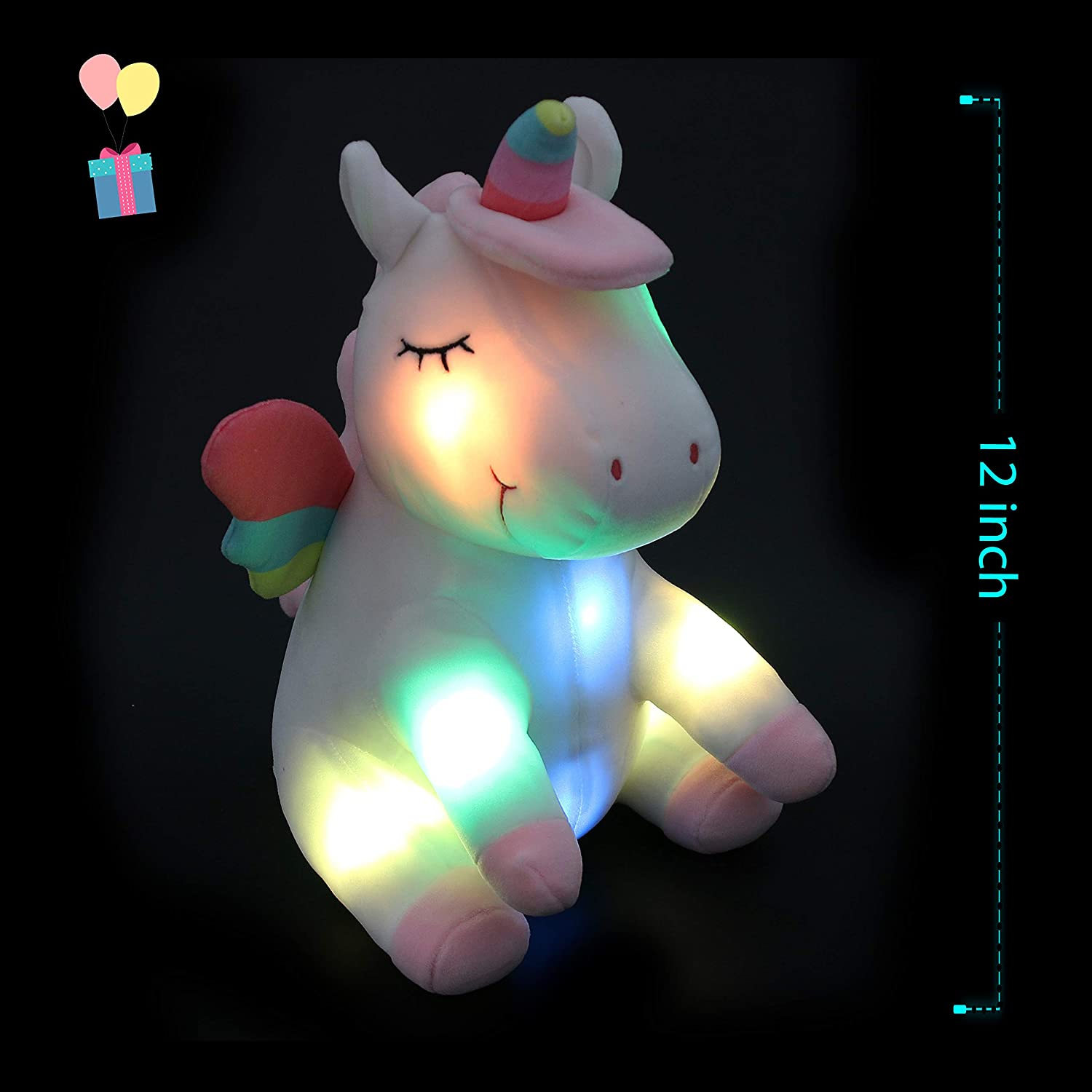 Foto 4 pulgar | Venta Internacional - Peluche Unicornio Athoinsu con Iluminación Led 30 cm