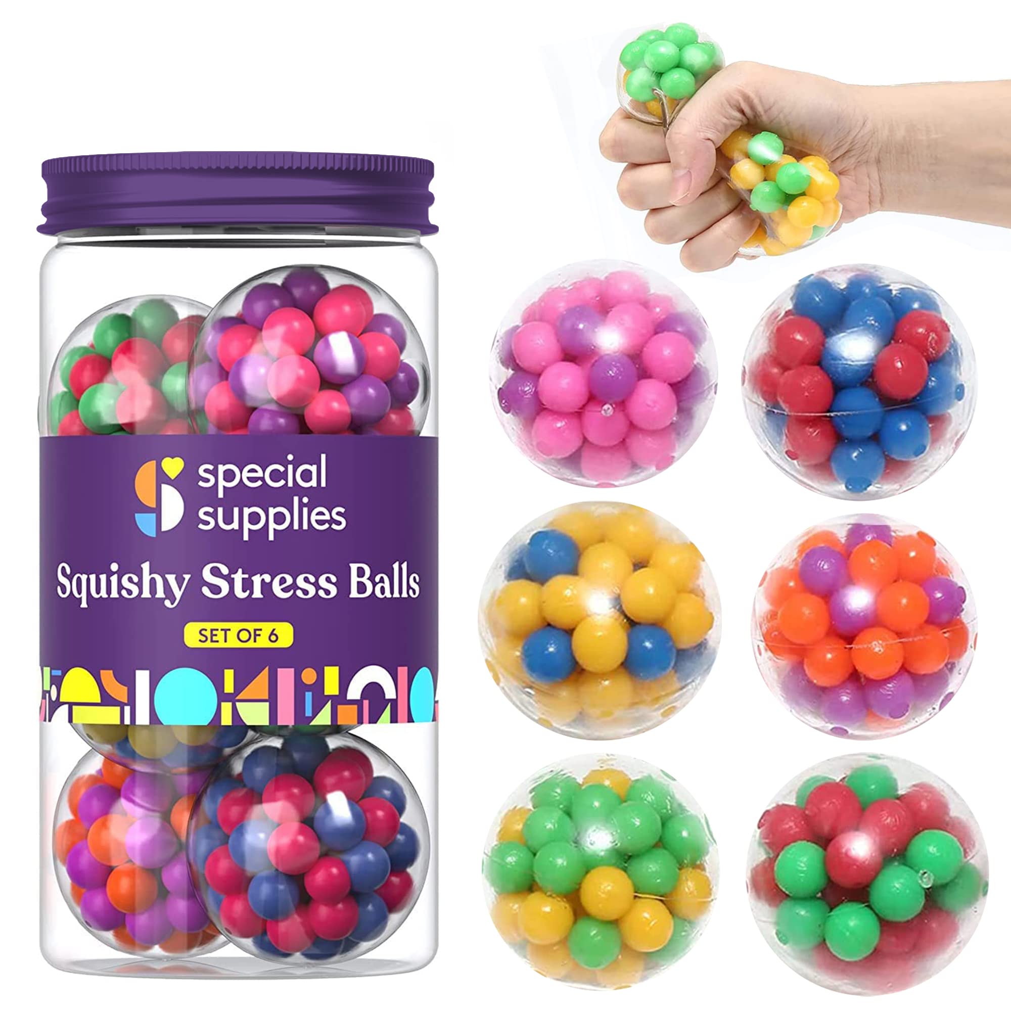 Foto 2 pulgar | Squishy Stress Balls, Suministros Especiales Para Aliviar La Tensión, Paquete De 6 - Venta Internacional.