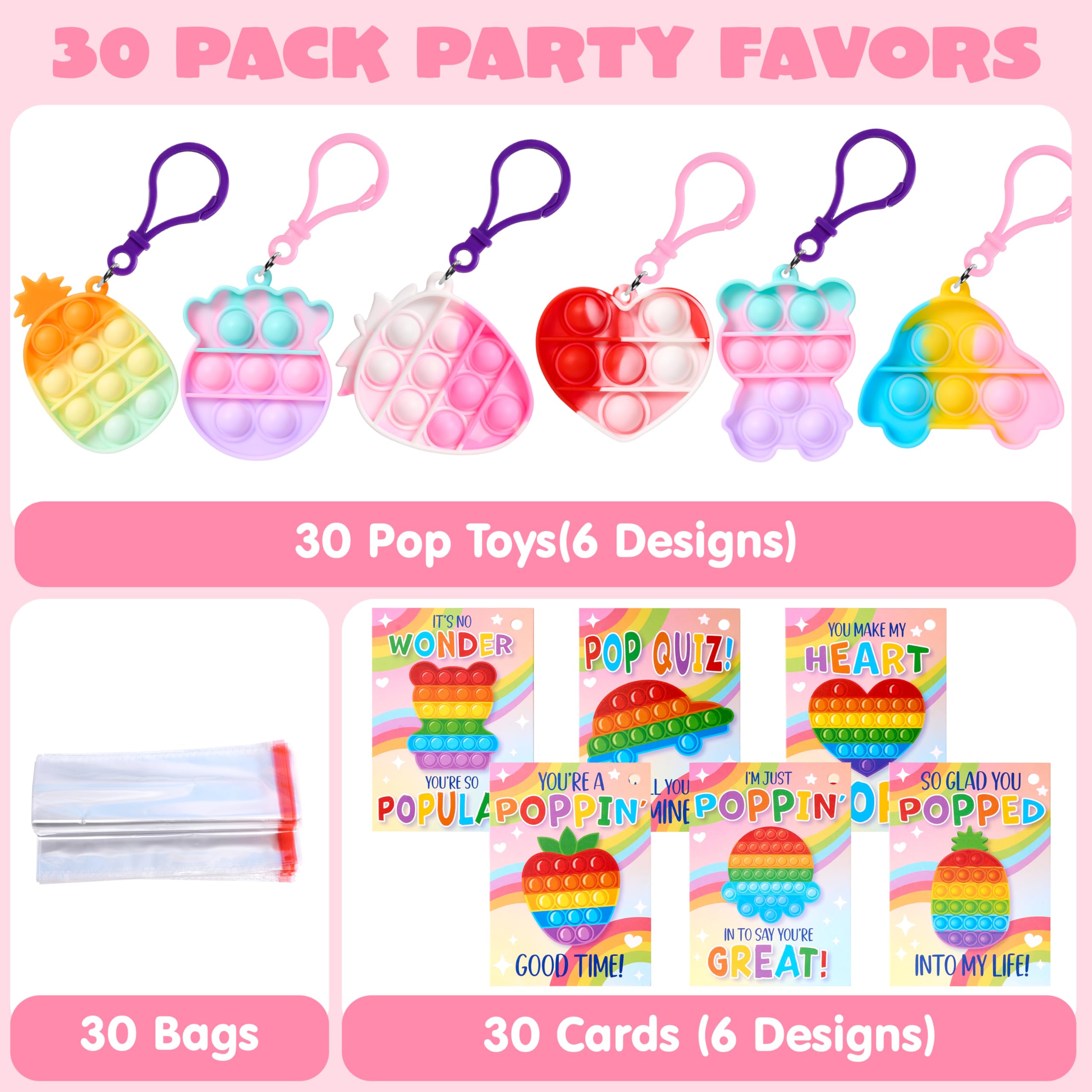 Foto 3 pulgar | Tarjetas De Regalo Joyin Para El Día De San Valentín, 30 Paquetes Con Llaveros Pop Bubble - Venta Internacional.