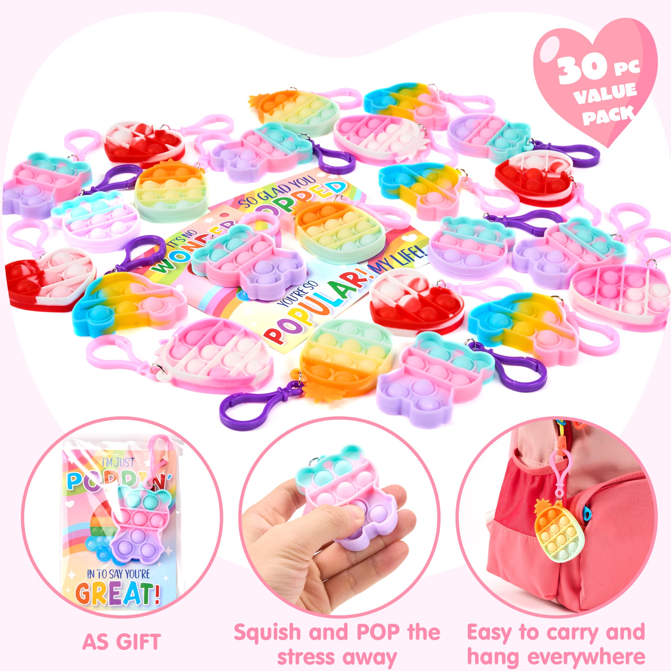 Foto 4 pulgar | Tarjetas De Regalo Joyin Para El Día De San Valentín, 30 Paquetes Con Llaveros Pop Bubble - Venta Internacional.