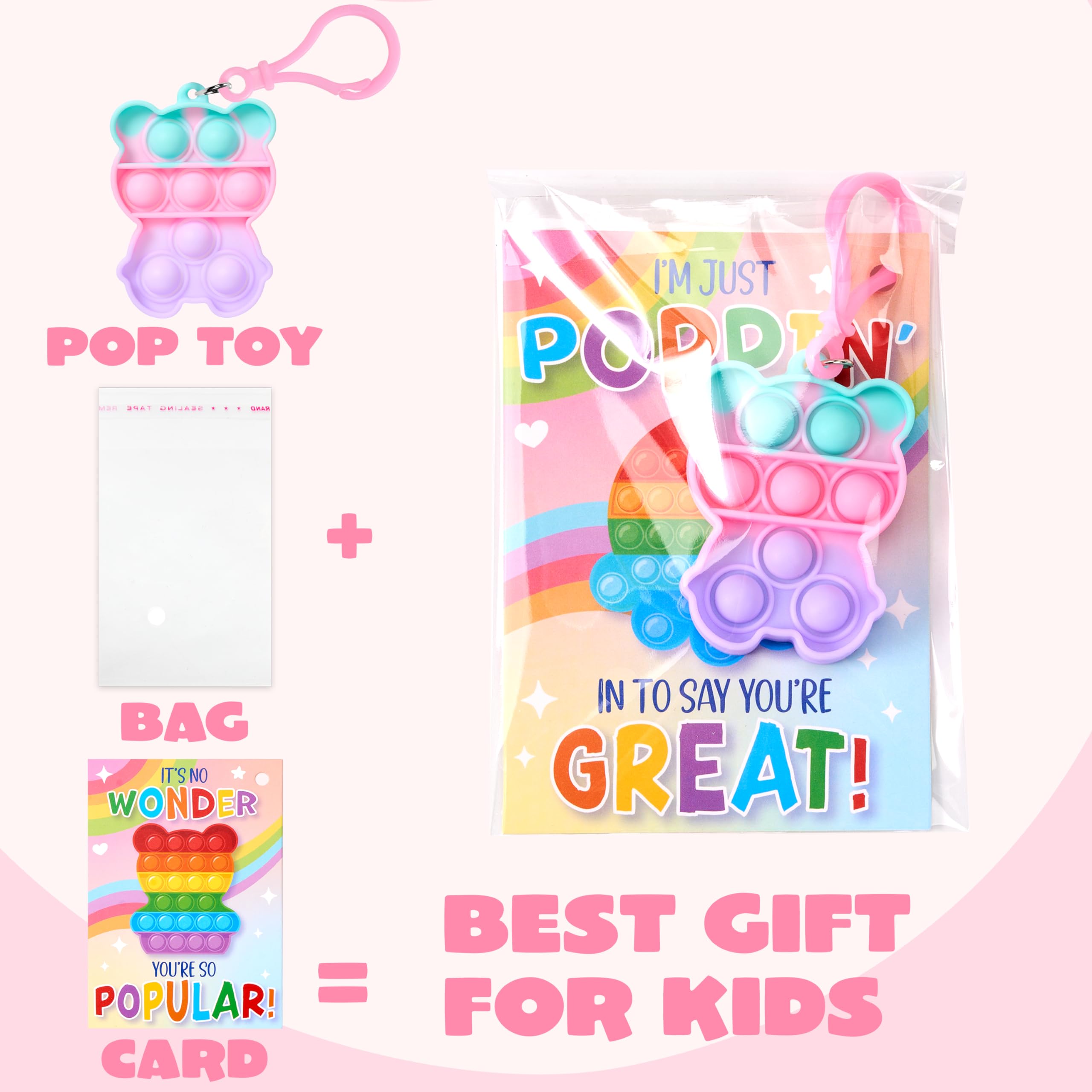 Foto 4 | Tarjetas De Regalo Joyin Para El Día De San Valentín, 30 Paquetes Con Llaveros Pop Bubble - Venta Internacional.