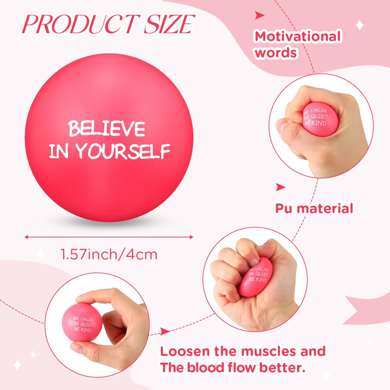 Foto 3 pulgar | Pelotas Para Aliviar El Estrés Sappy Inspirational, 72 Unidades, Para Adultos - Venta Internacional.