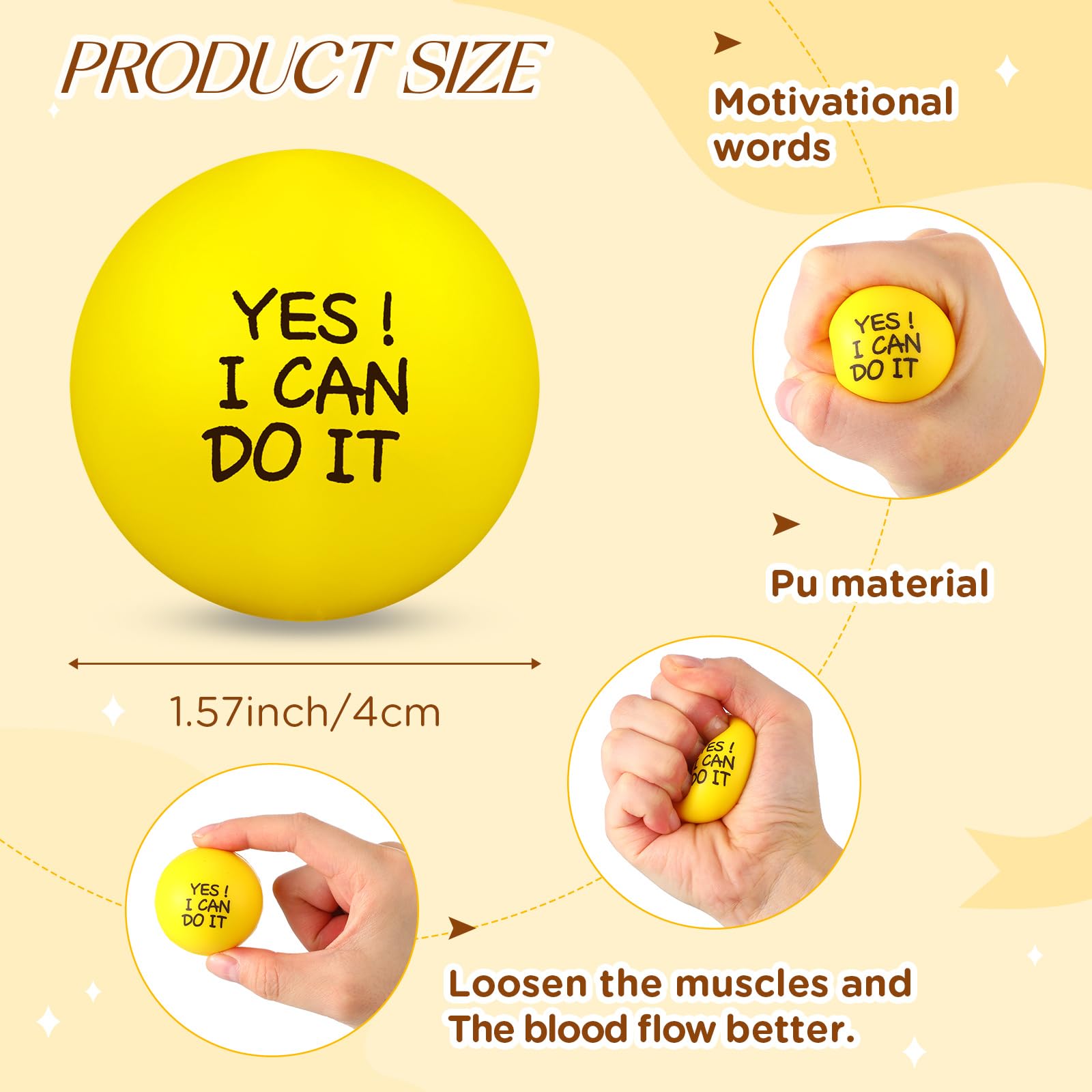 Foto 3 pulgar | Pelotas Para Aliviar El Estrés Sappy Inspirational, 72 Unidades, Para Adultos - Venta Internacional.