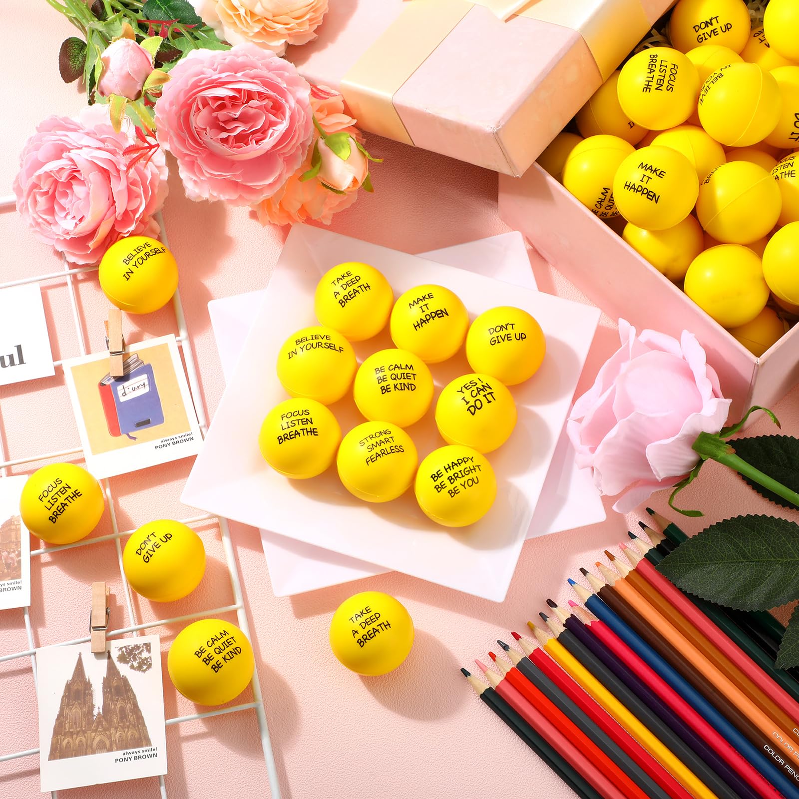 Foto 5 | Pelotas Para Aliviar El Estrés Sappy Inspirational, 72 Unidades, Para Adultos - Venta Internacional.