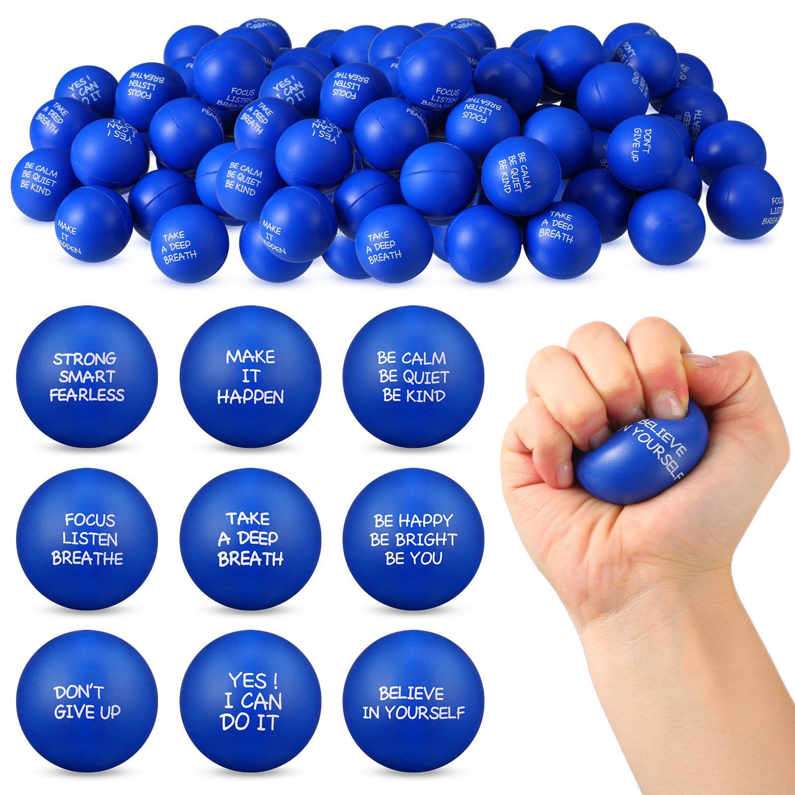 Foto 2 pulgar | Pelotas De Poliuretano Sappy Inspirational Para Aliviar El Estrés, 72 Unidades, Azules - Venta Internacional.