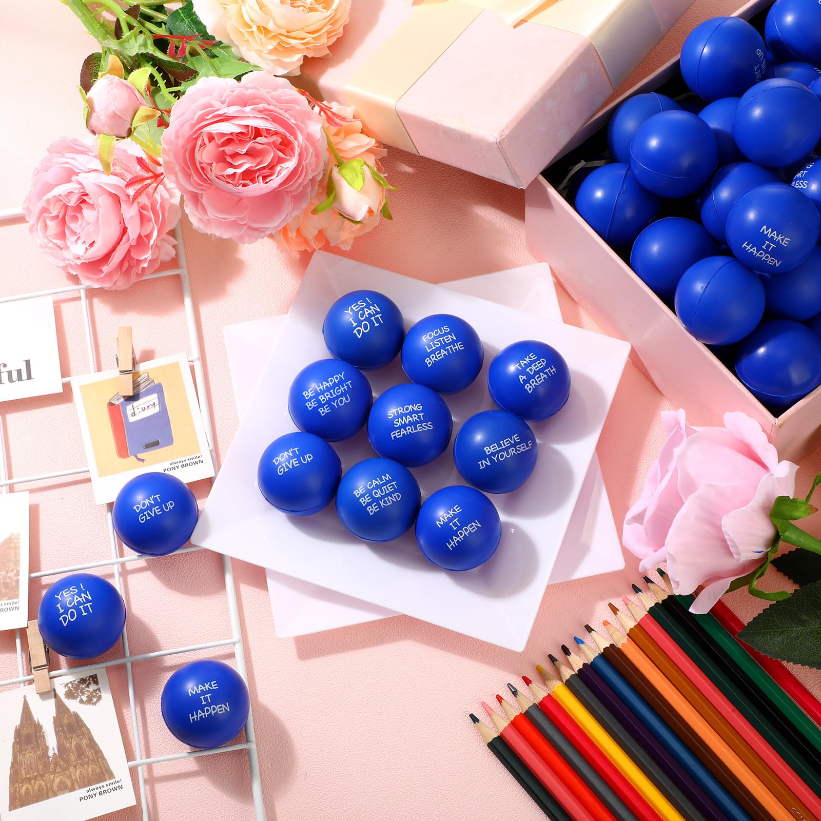 Foto 6 pulgar | Pelotas De Poliuretano Sappy Inspirational Para Aliviar El Estrés, 72 Unidades, Azules - Venta Internacional.