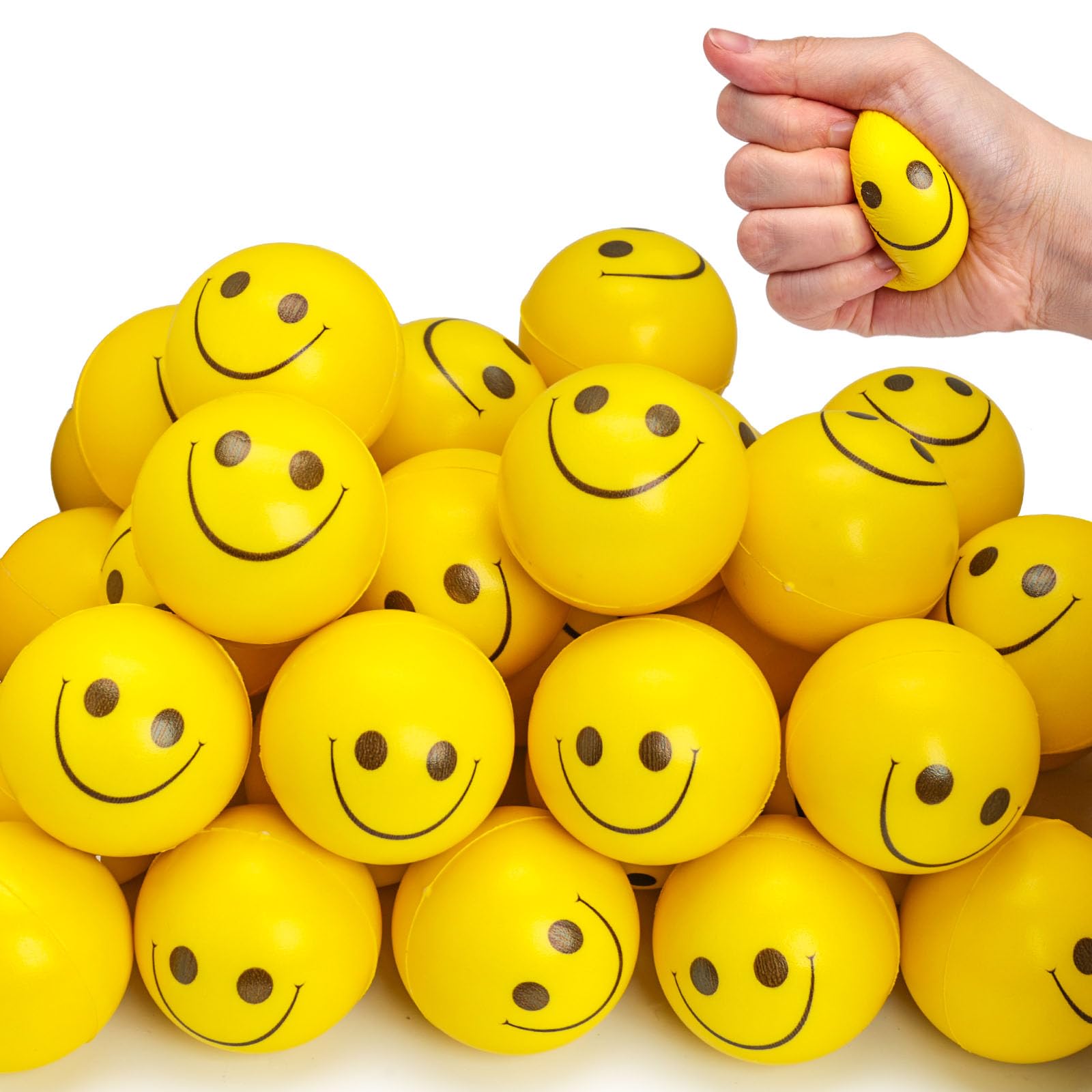 Foto 2 pulgar | Cara Sonriente Stress Balls Lovestown, 40 Unidades, Color Amarillo, 5 Cm - Venta Internacional.
