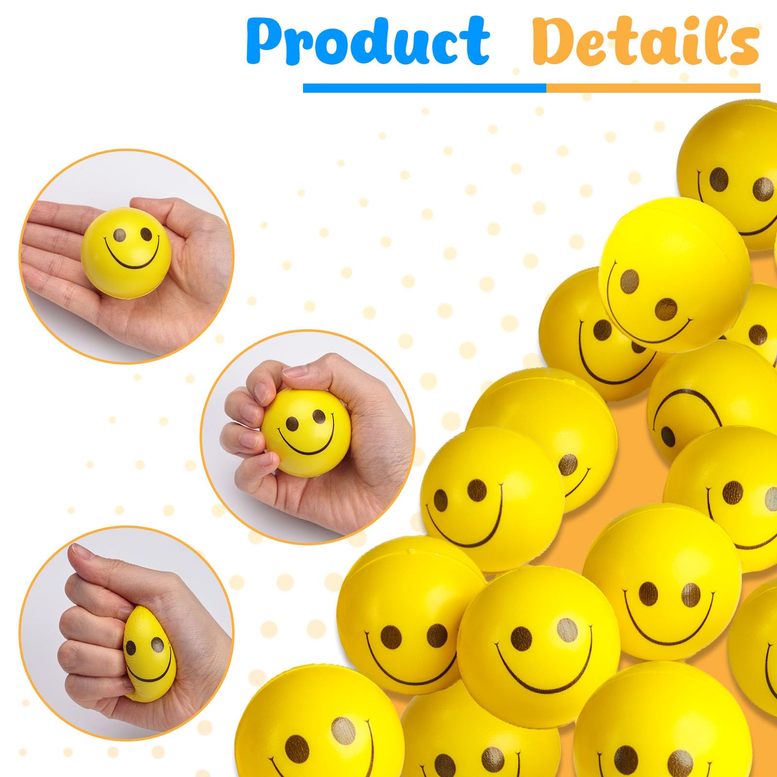 Foto 4 pulgar | Cara Sonriente Stress Balls Lovestown, 40 Unidades, Color Amarillo, 5 Cm - Venta Internacional.