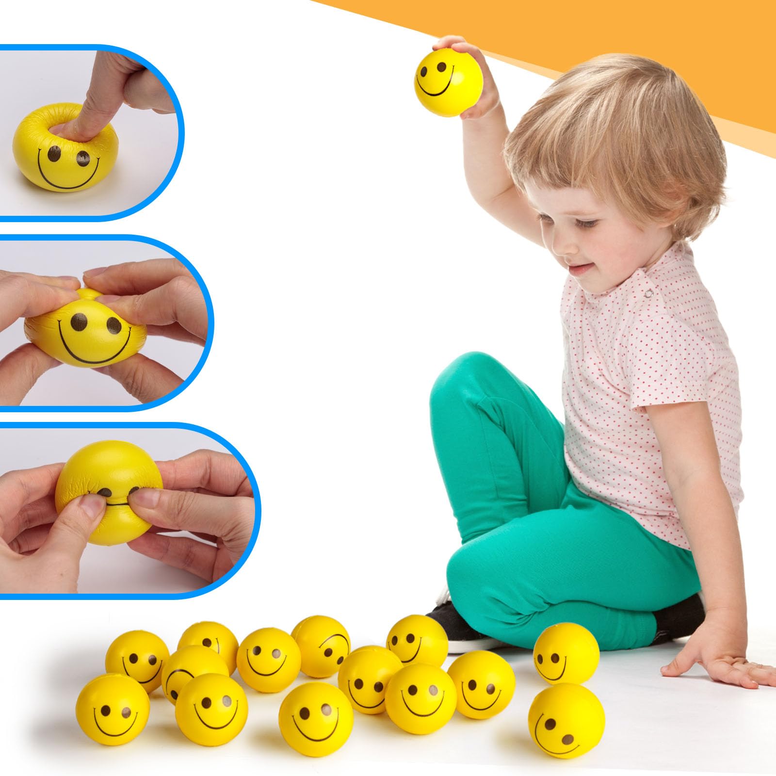 Foto 5 pulgar | Cara Sonriente Stress Balls Lovestown, 40 Unidades, Color Amarillo, 5 Cm - Venta Internacional.