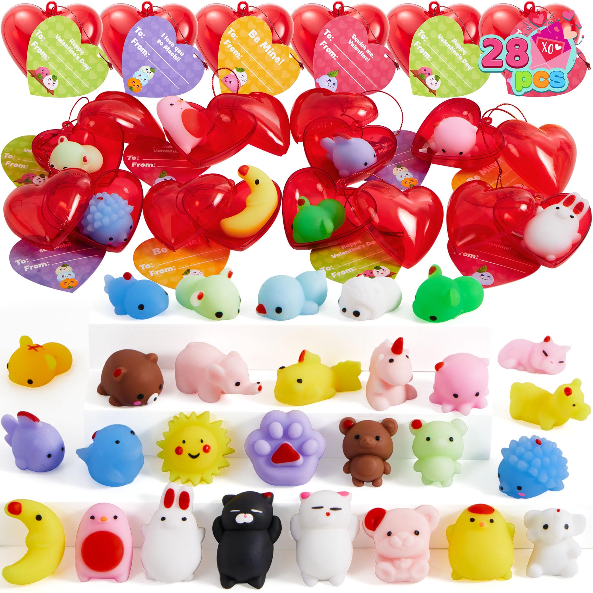 Foto 2 pulgar | Mochi Squishy Toys Joyin, 28 Paquetes Con Tarjetas Y Corazones Rellenos - Venta Internacional.