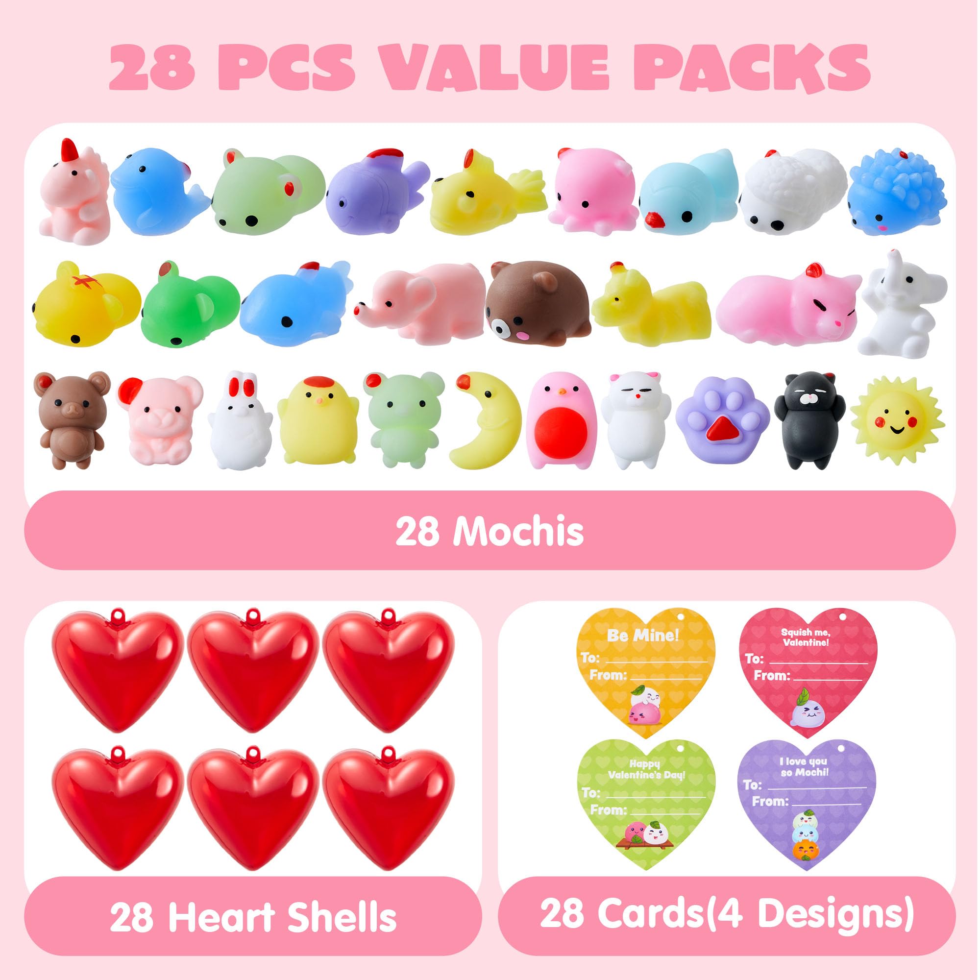 Foto 3 pulgar | Mochi Squishy Toys Joyin, 28 Paquetes Con Tarjetas Y Corazones Rellenos - Venta Internacional.