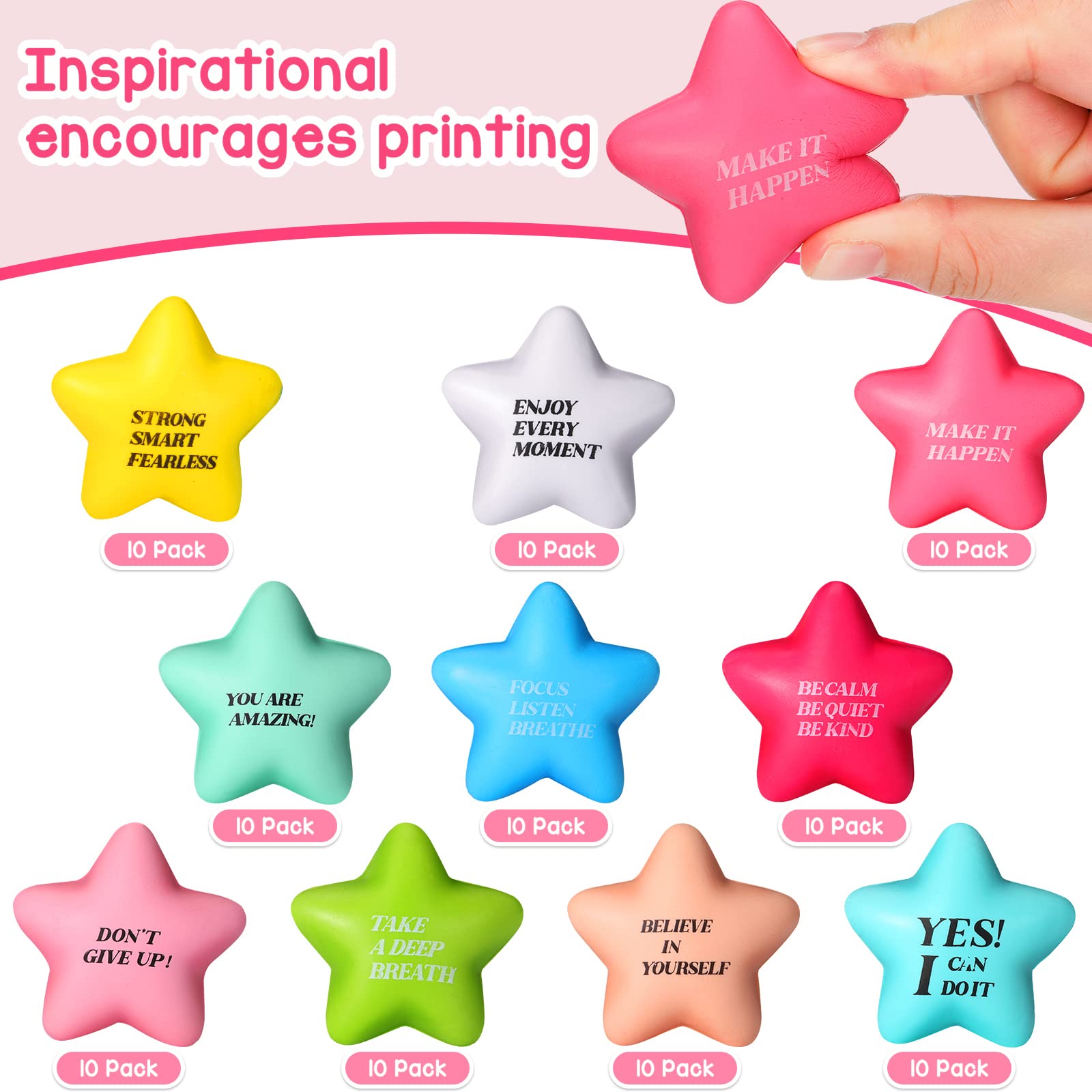 Foto 3 pulgar | Estrellas Antiestrés Sotiff 100 Frases Motivacionales - Venta Internacional