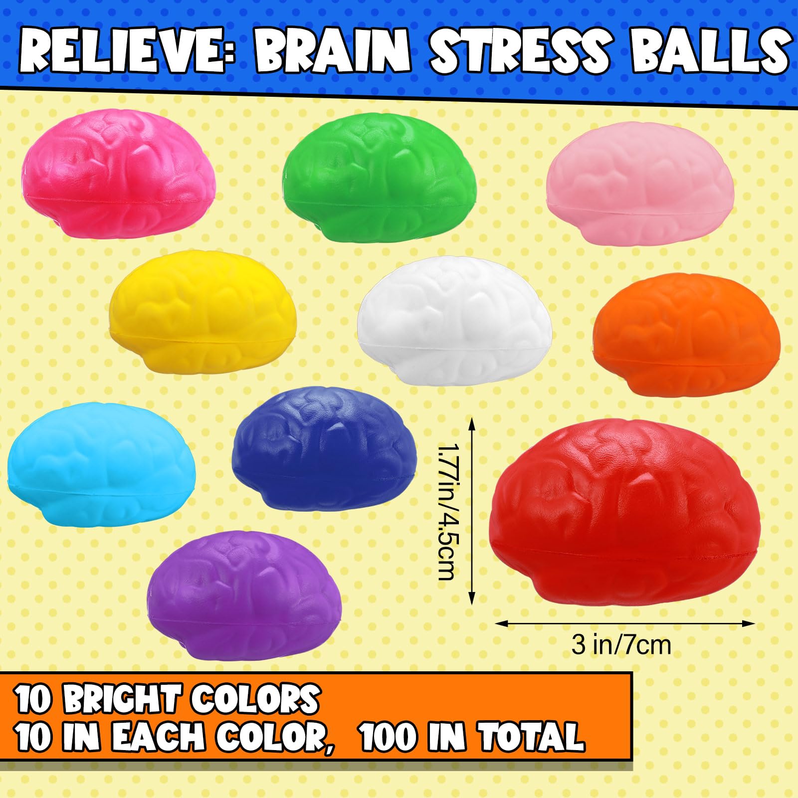 Foto 3 pulgar | Juguete De Halloween De Poliuretano Stress Ball Skylety Con Forma De Cerebro, 100 Unidades - Venta Internacional.