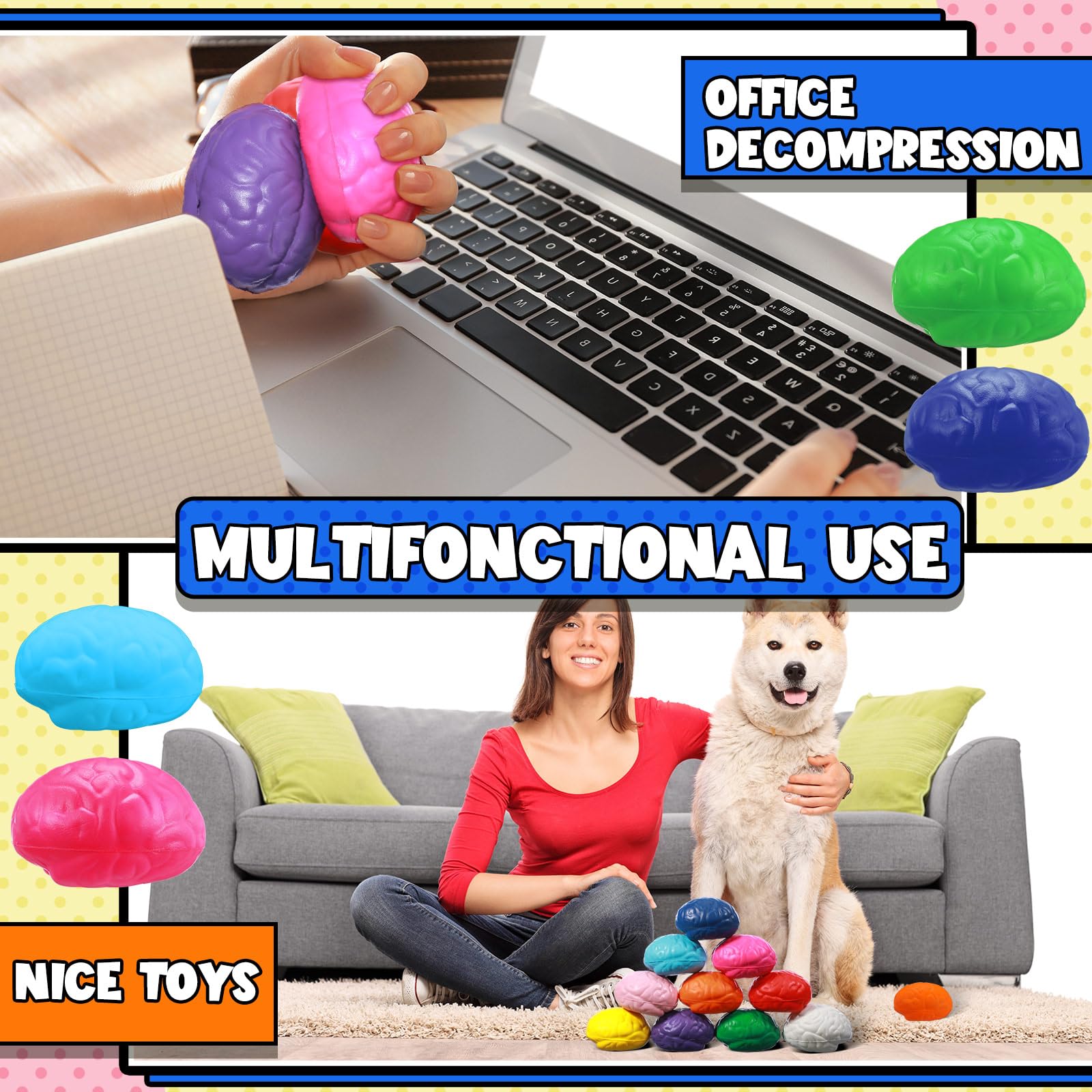 Foto 5 pulgar | Juguete De Halloween De Poliuretano Stress Ball Skylety Con Forma De Cerebro, 100 Unidades - Venta Internacional.