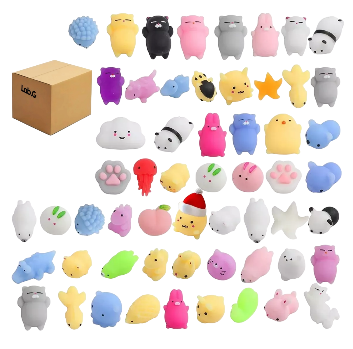 Juguete Squishy Lab.G Kawaii Antiestrés Mochi 64 Piezas