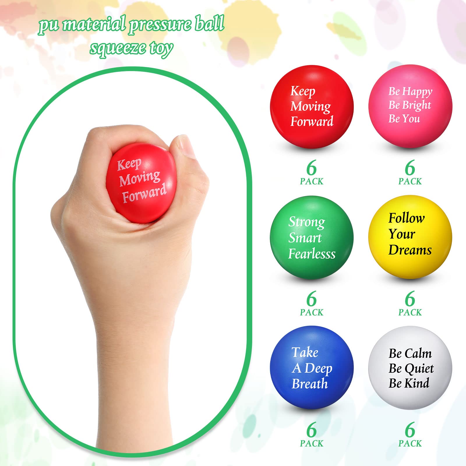 Foto 3 pulgar | Pelotas contra el Estrés Aoriher con Citas Motivacionales 36 Piezas - Venta Internacional
