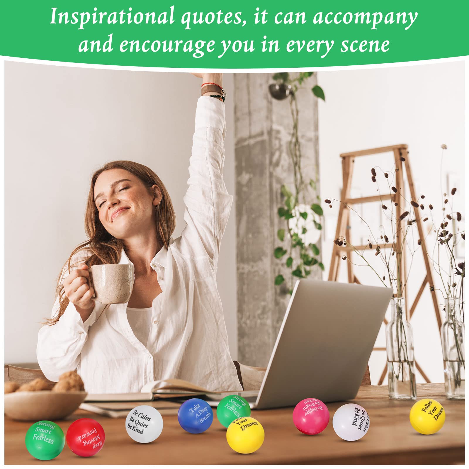 Foto 8 pulgar | Pelotas contra el Estrés Aoriher con Citas Motivacionales 36 Piezas - Venta Internacional
