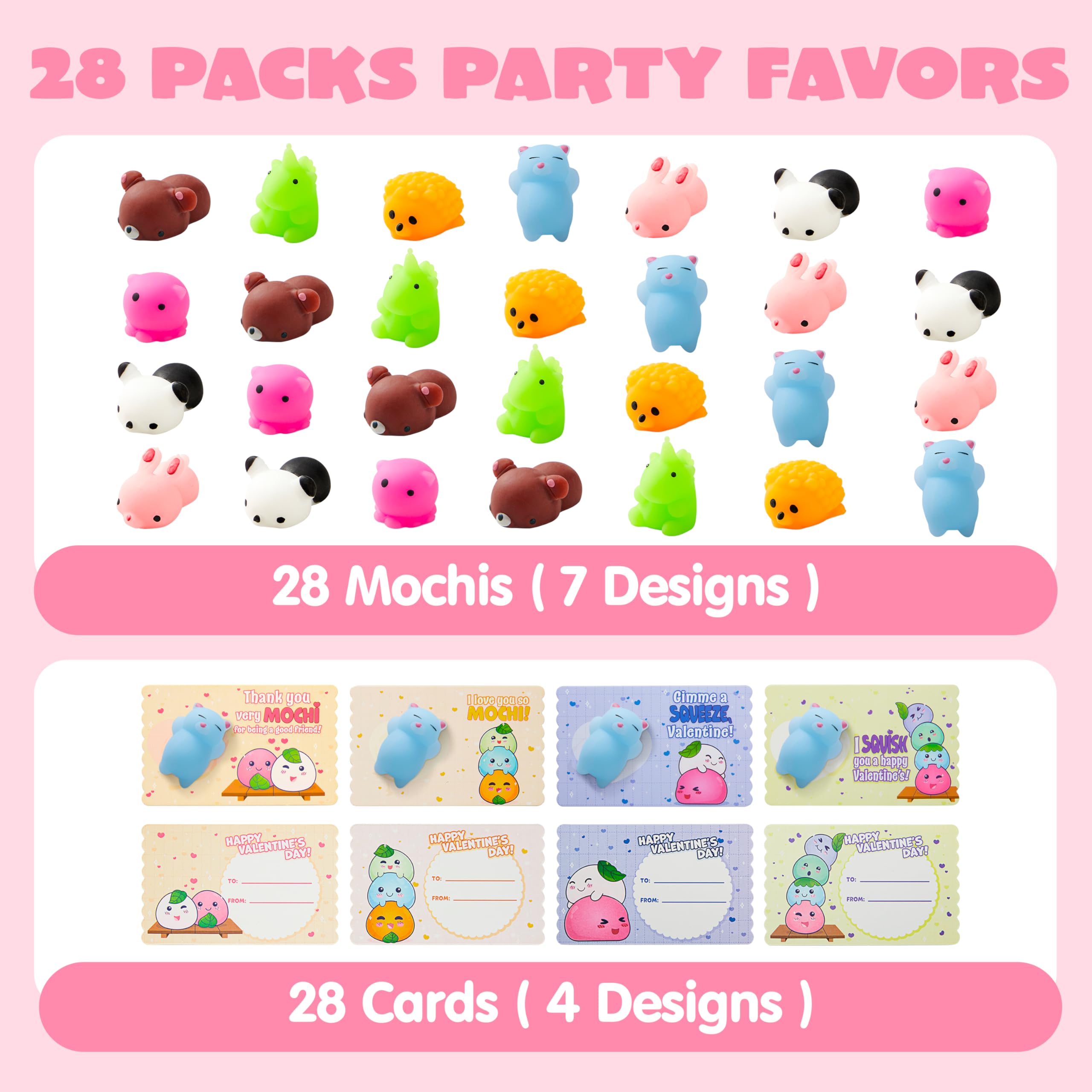 Foto 4 pulgar | Tarjetas De Regalo + Mochi Squishy Toy Joyin Para El Día De San Valentín, Paquete De 28 - Venta Internacional.
