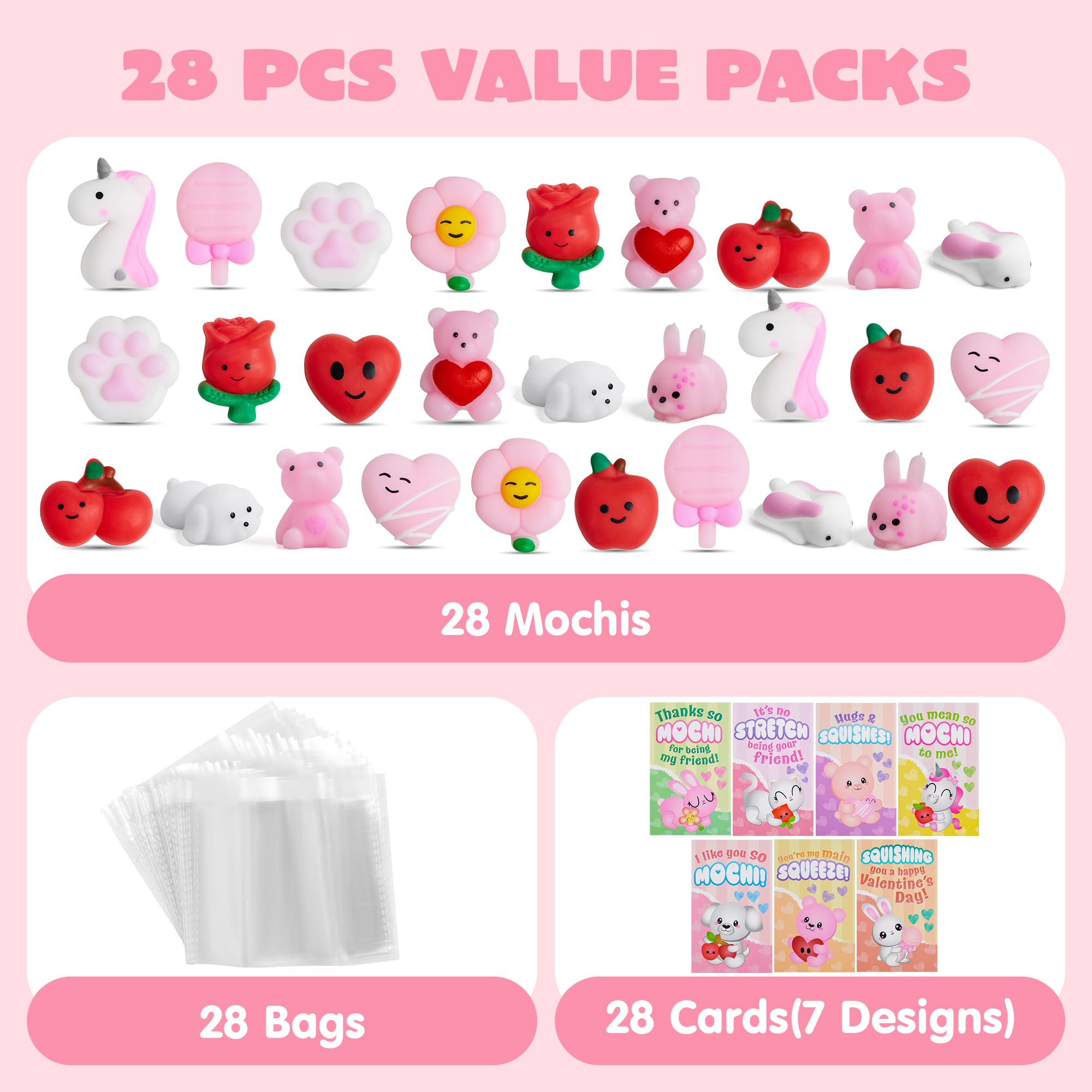 Foto 3 pulgar | Tarjetas De Regalo Joyin Para El Día De San Valentín Con Forma De Mochi Squishy, 28 Paquetes - Venta Internacional.